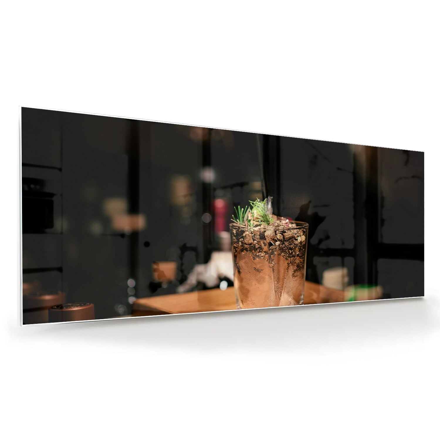 Stilvolles Glasbild mit einem Cocktail – Glasbild aus Sicherheitsglas, Größe 60x60