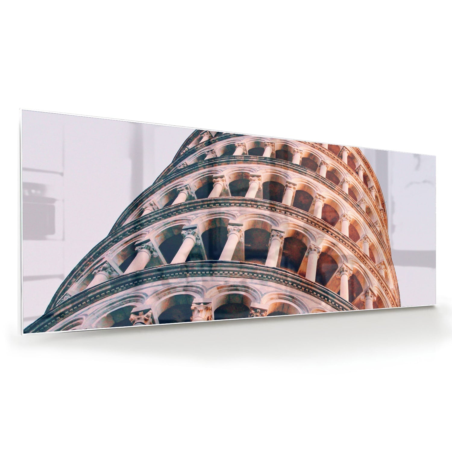 Glasbild mit dem Schiefen Turm von Pisa – Glasbild aus Sicherheitsglas, Größe 60x60