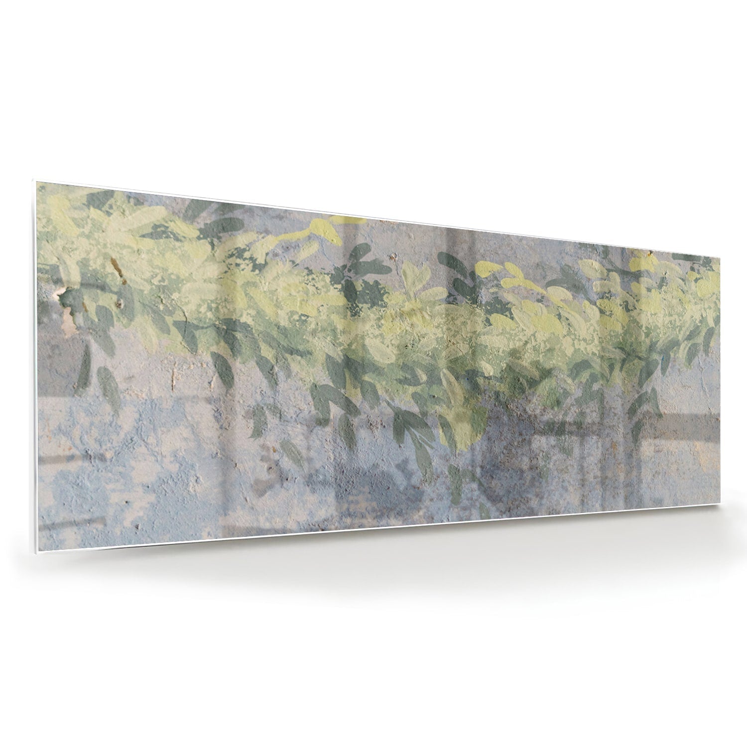 Fröhliches Glasbild mit gelben Blumen – Glasbild aus Sicherheitsglas, Größe 60x60