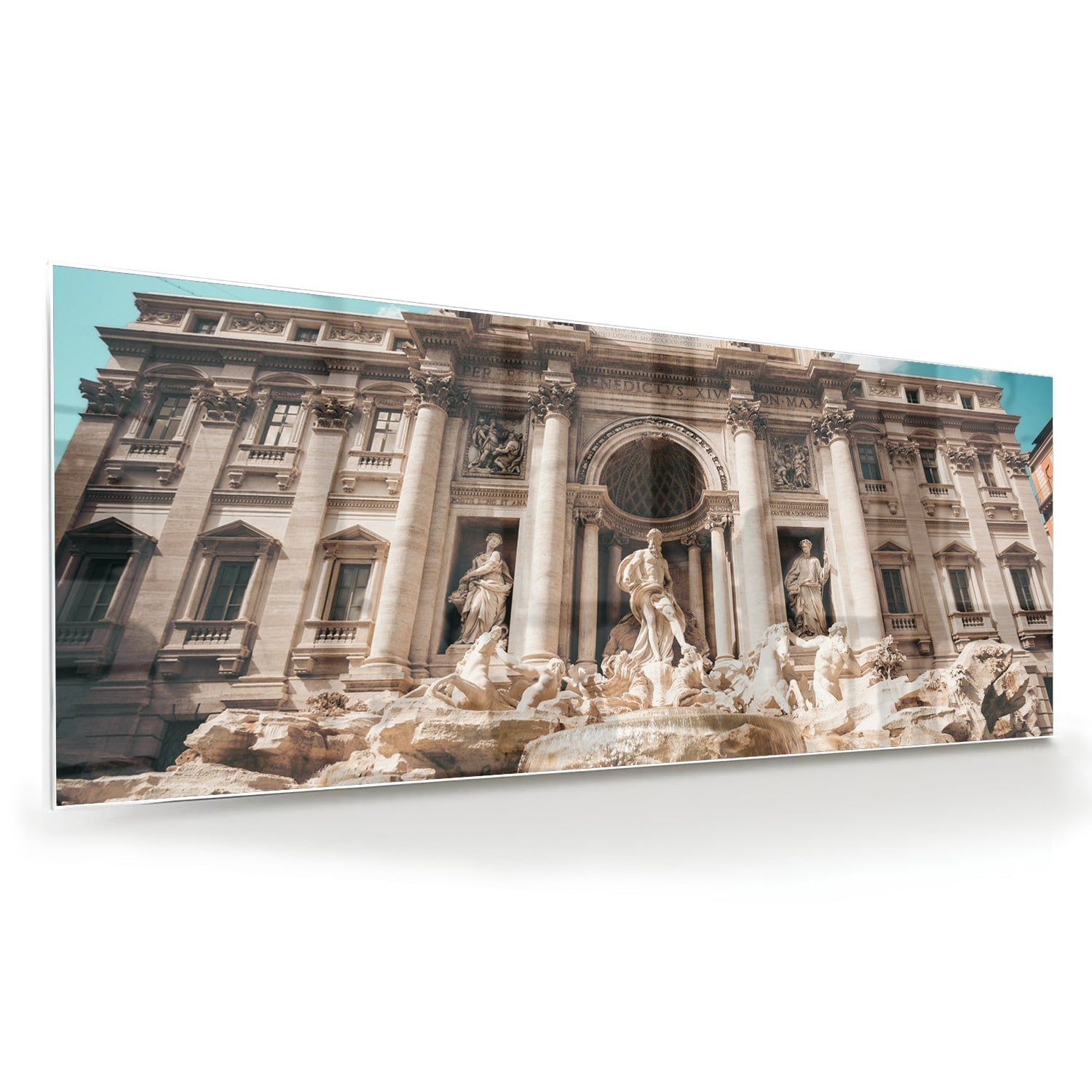 Glasbild mit dem Trevi-Brunnen in Rom – Glasbild aus Sicherheitsglas, Größe 60x60