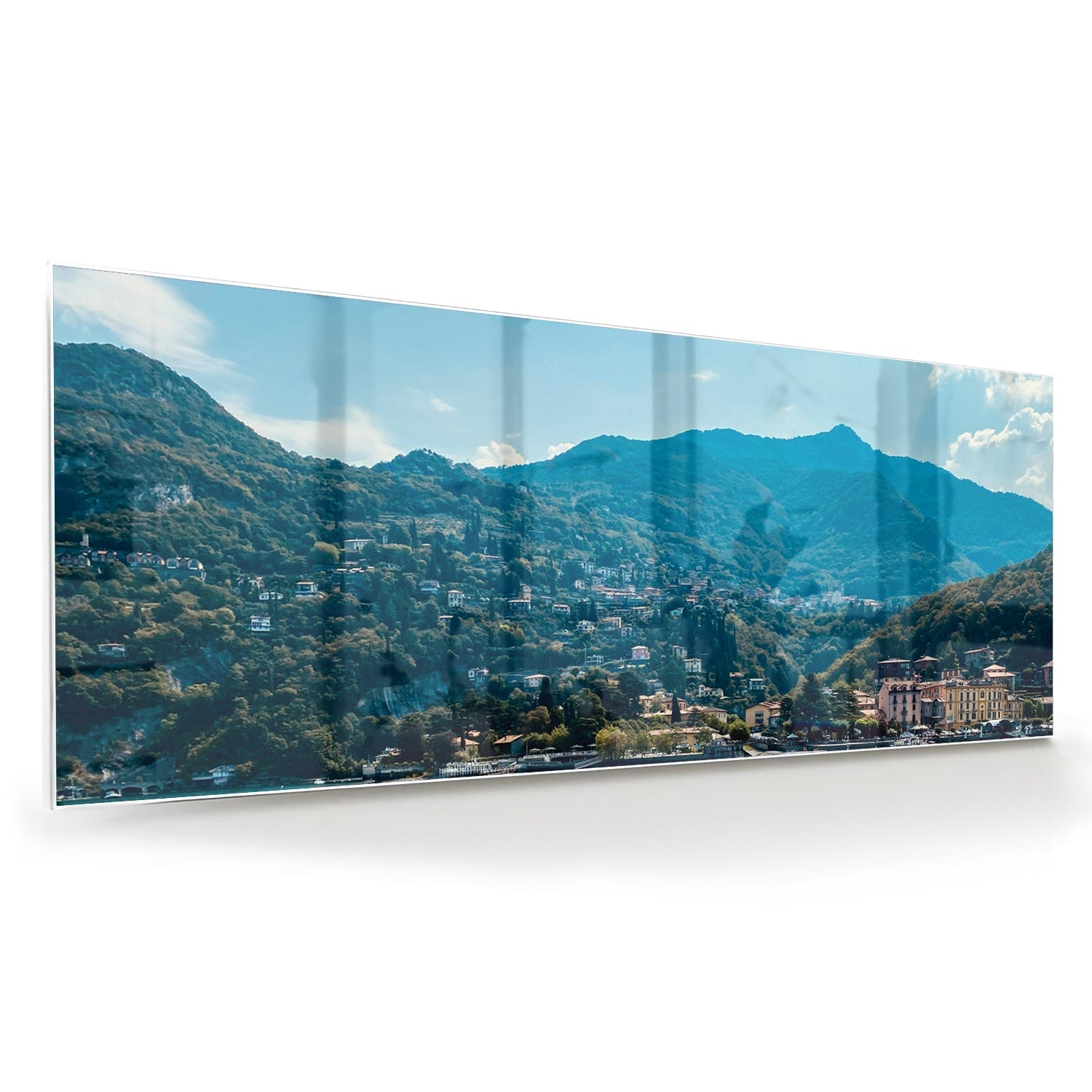 Atemberaubendes Glasbild mit Berglandschaft – Glasbild aus Sicherheitsglas, Größe 60x60