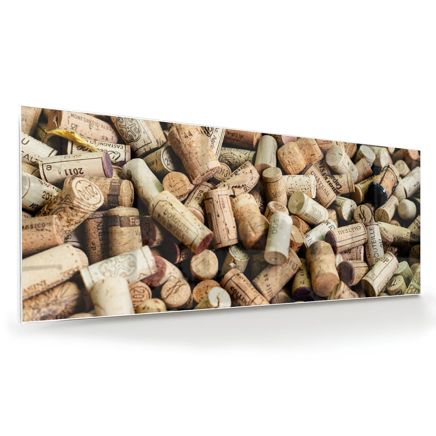 Kreatives Glasbild mit Korkenstapel – Glasbild aus Sicherheitsglas, Größe 60x60