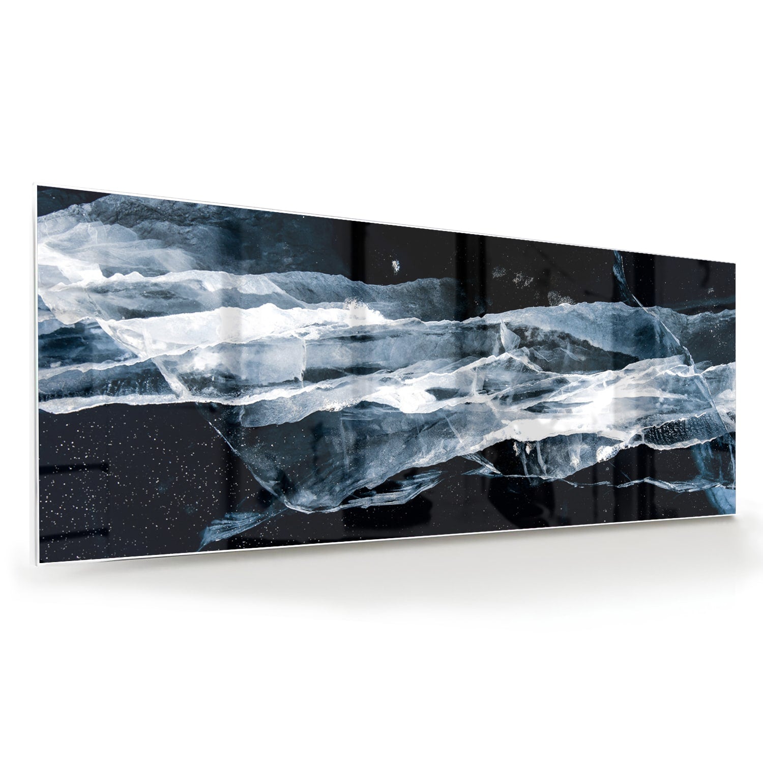 Abstraktes Glasbild für den Innenraum bei Nacht – Glasbild aus Sicherheitsglas, Größe 60x60
