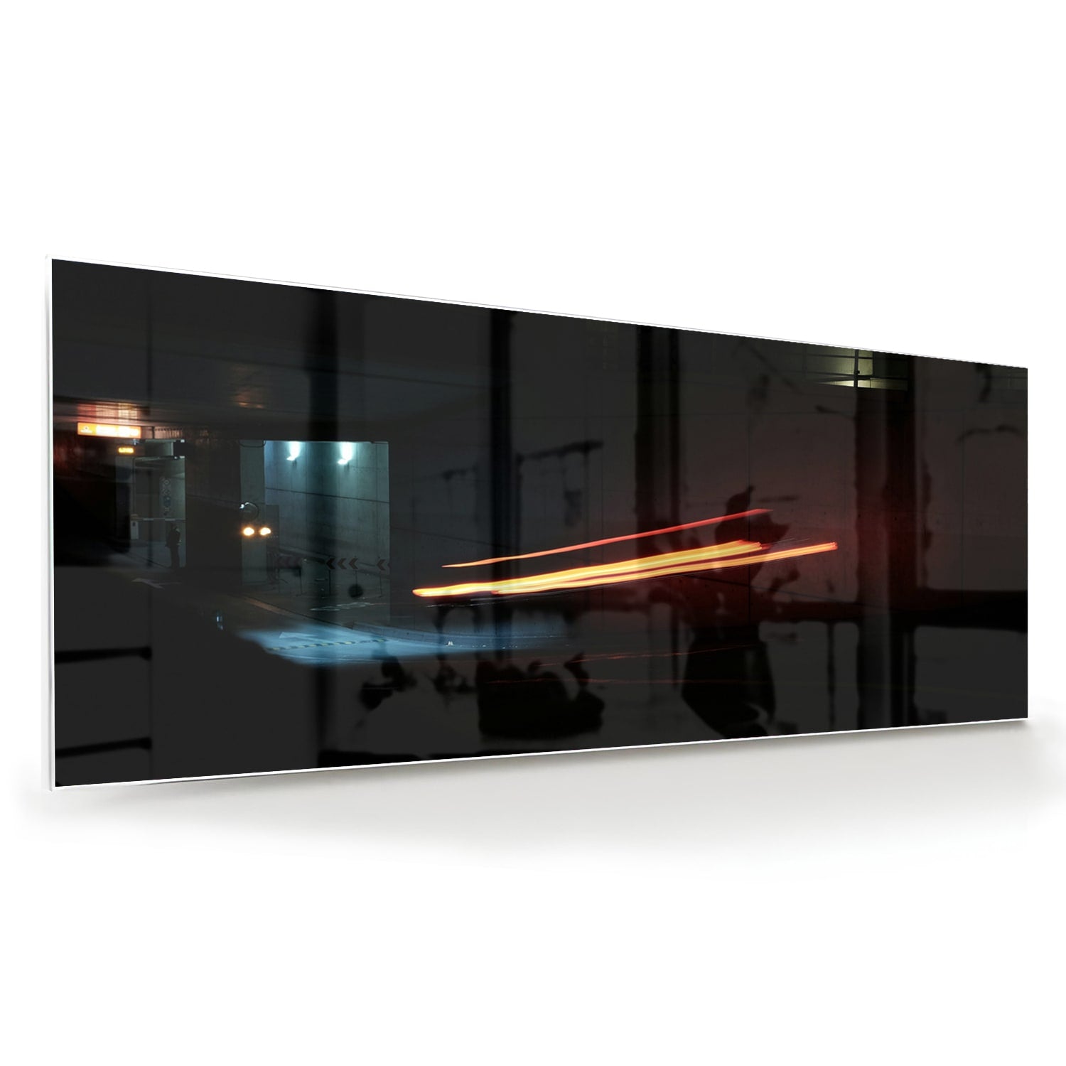 Stilvolles Glasbild mit abstrakter Beleuchtung – Glasbild aus Sicherheitsglas, Größe 60x60