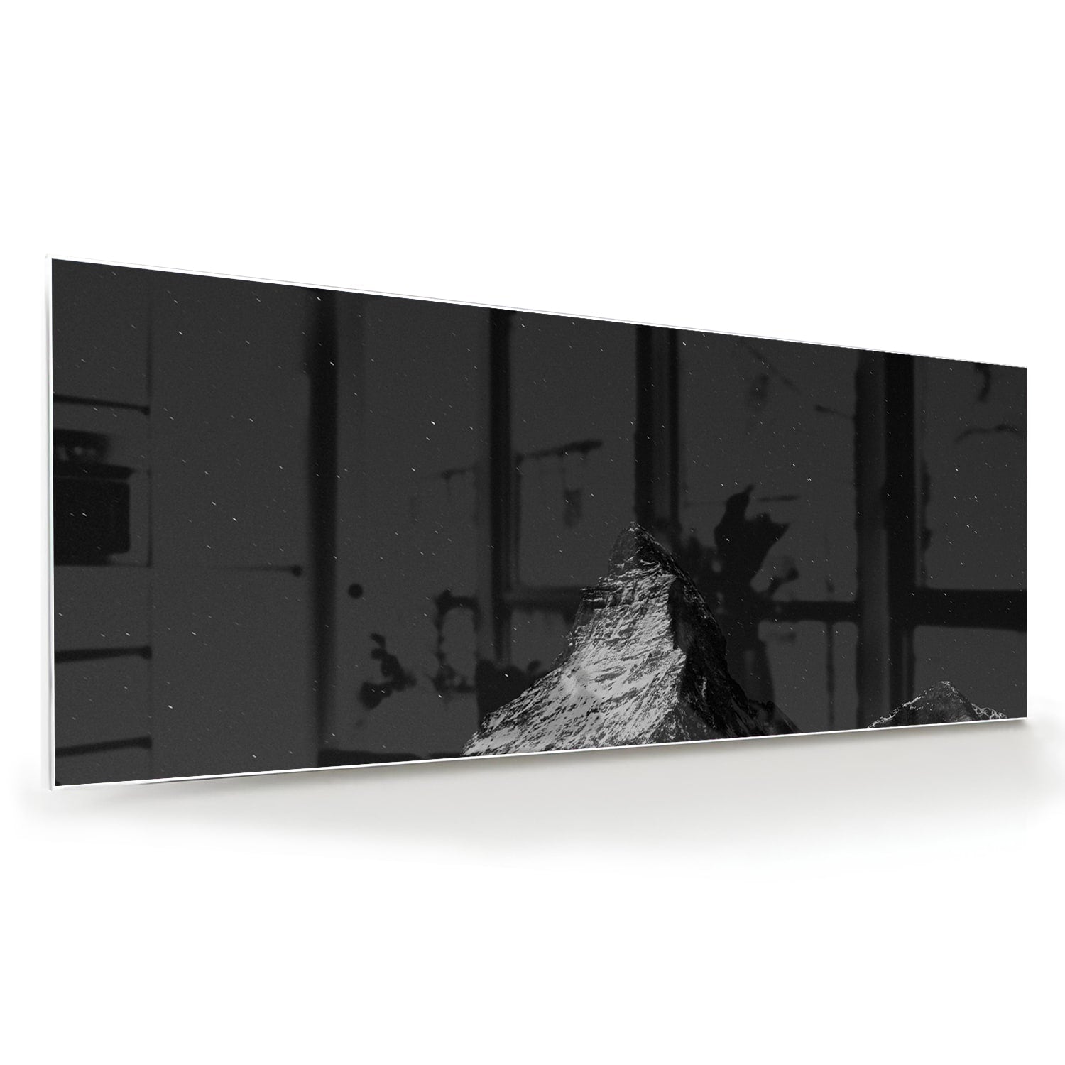 Schwarz-Weiß Glasbild mit Berglandschaft – Glasbild aus Sicherheitsglas, Größe 60x60
