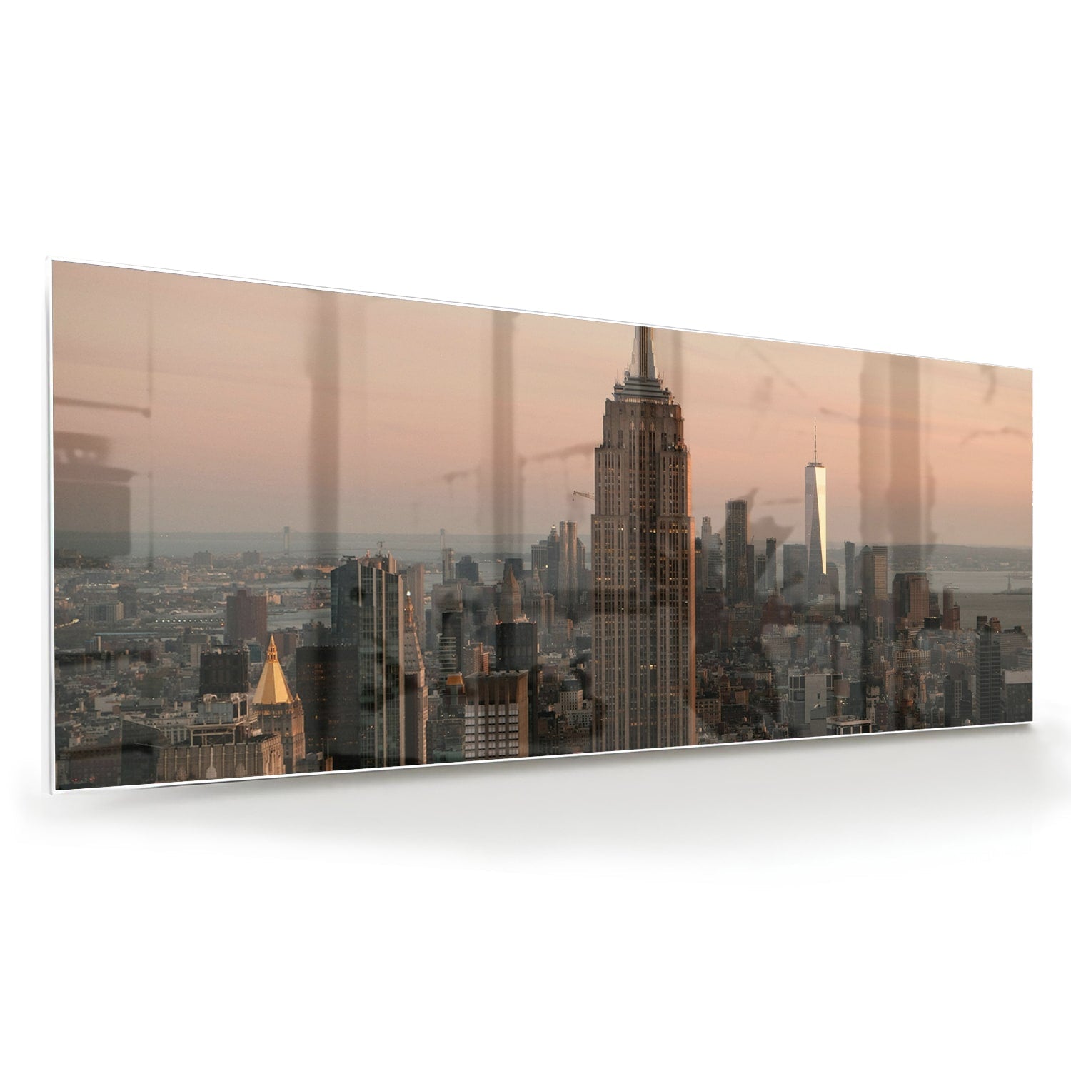 Glasbild mit dem Empire State Building – Glasbild aus Sicherheitsglas, Größe 60x60
