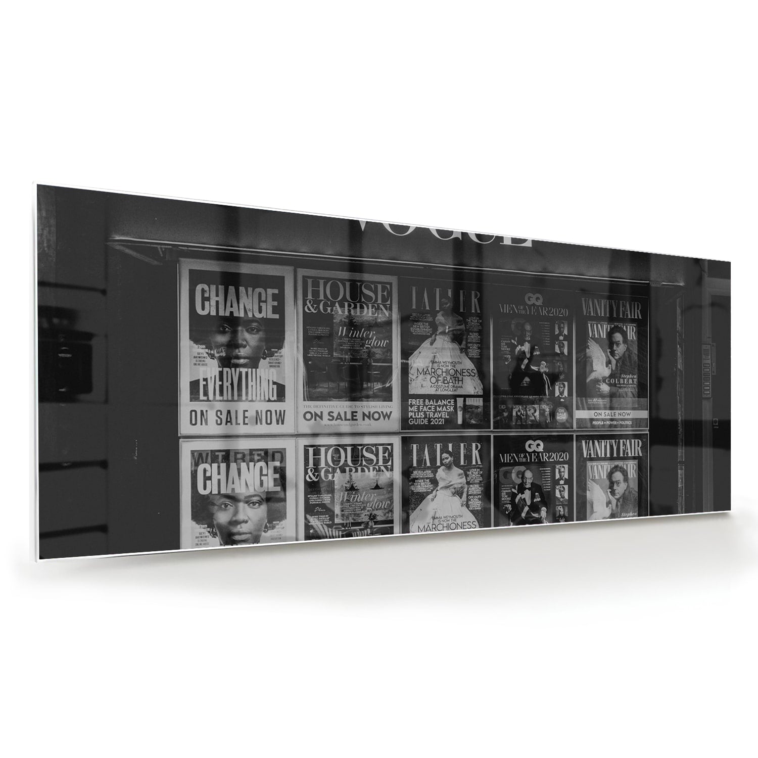 Vogue-Glasbild für minimalistische Räume – Glasbild aus Sicherheitsglas, Größe 60x60
