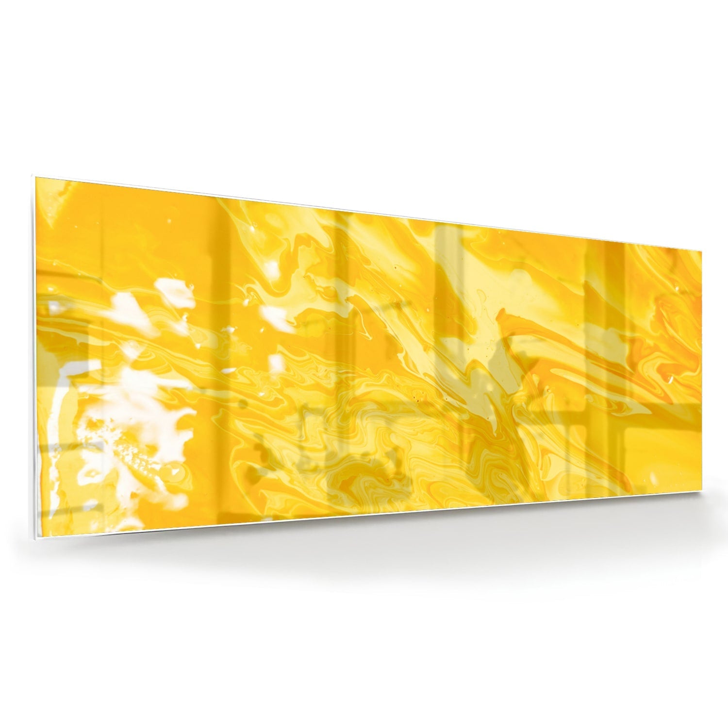 Leuchtend gelbes Glasbild für moderne Innenräume – Glasbild aus Sicherheitsglas, Größe 60x60