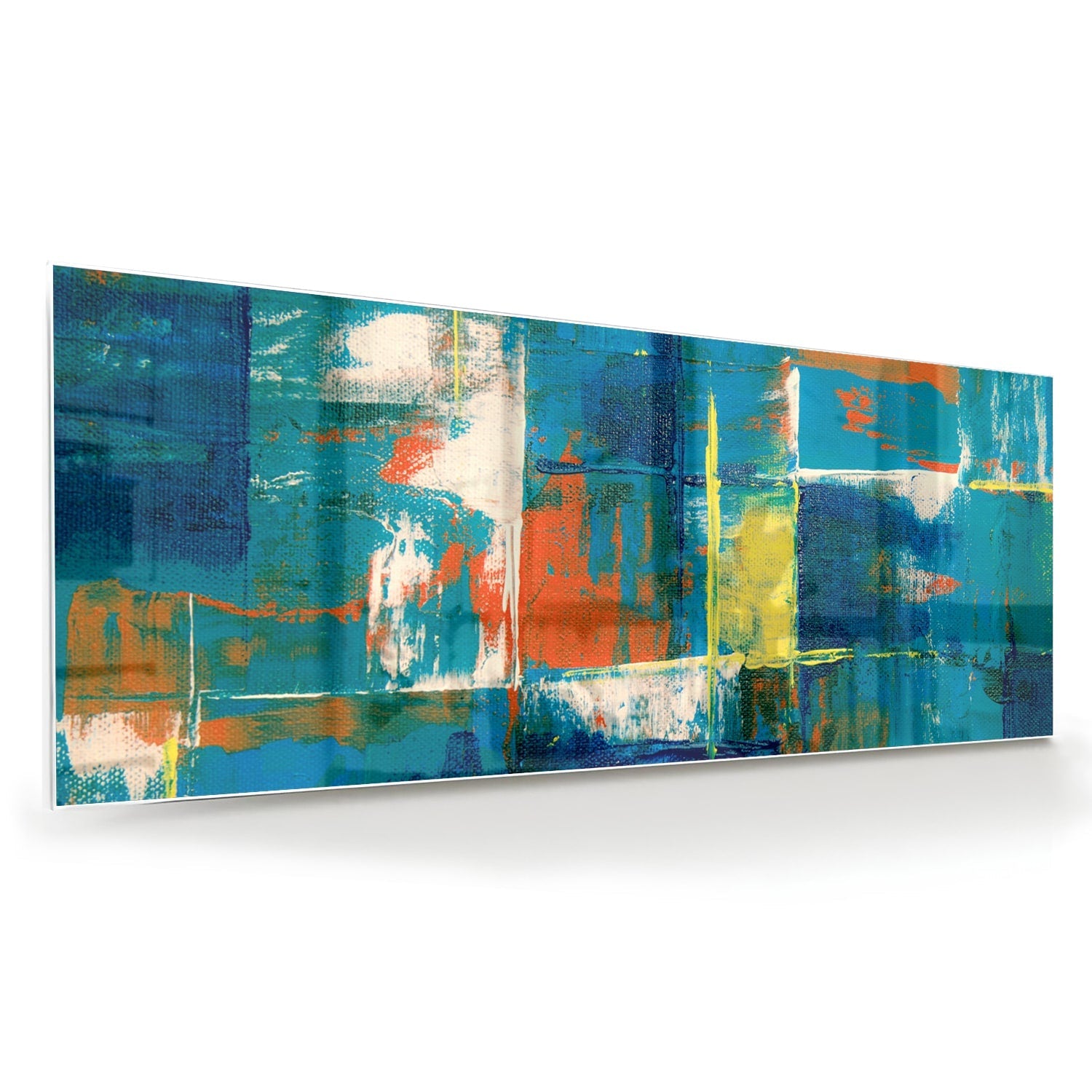 Abstraktes Glasbild in farbenfrohen Farbtönen – Glasbild aus Sicherheitsglas, Größe 60x60