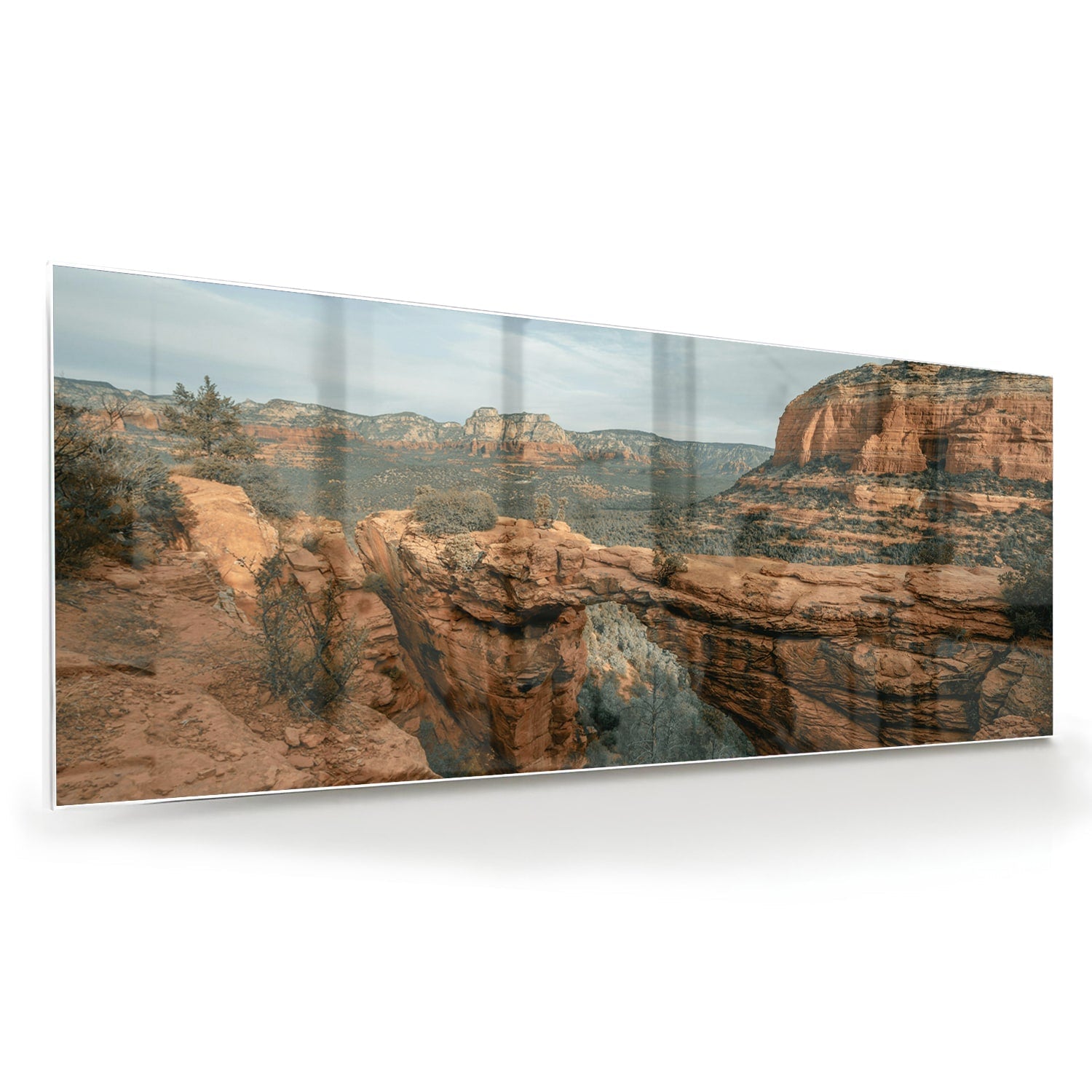 Atemberaubendes Glasbild mit Bergen – Glasbild aus Sicherheitsglas, Größe 60x60