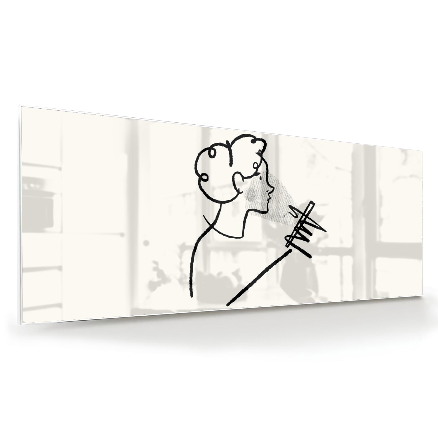 Minimalistisches Glasbild mit moderner Illustration – Glasbild aus Sicherheitsglas, Größe 60x60