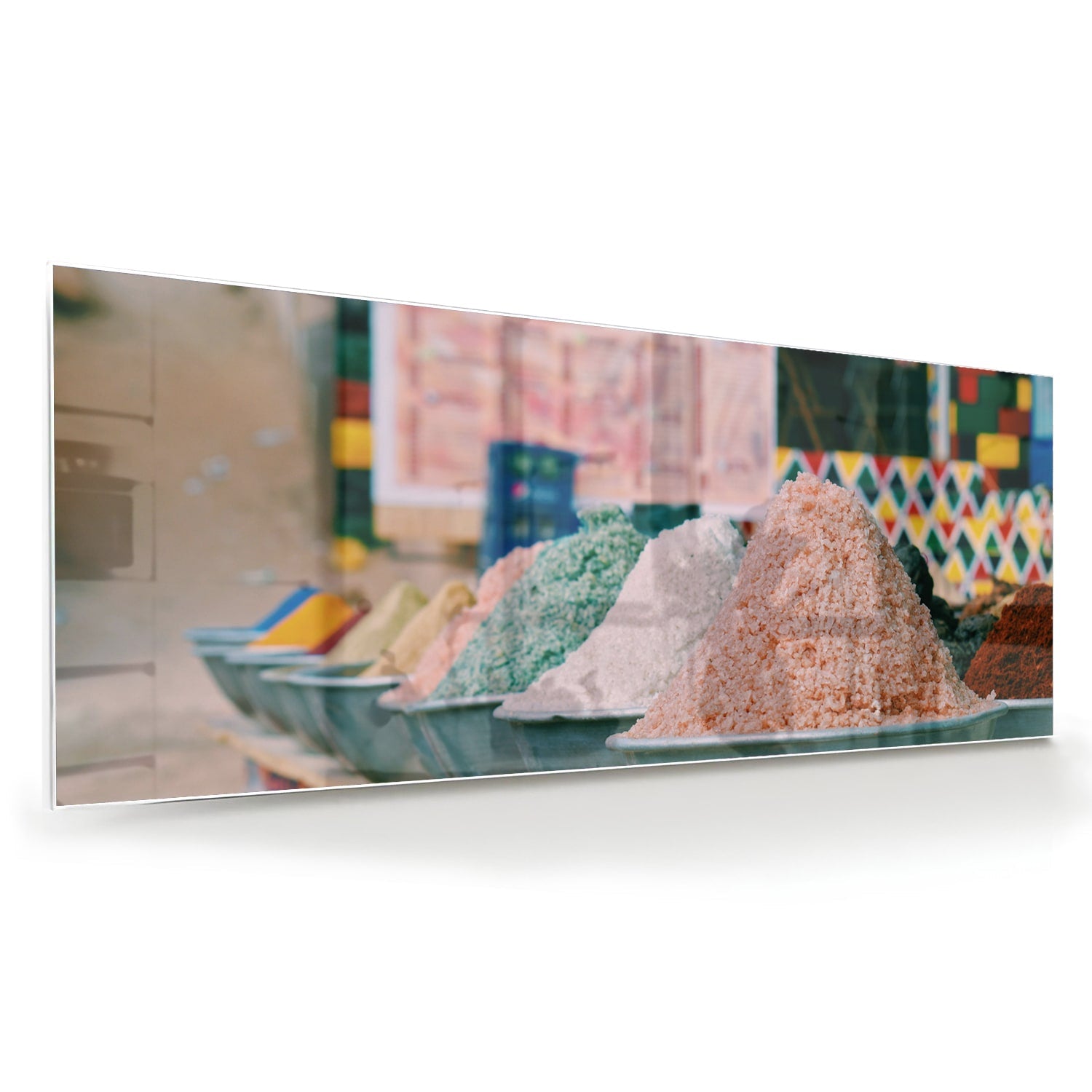 Farbenfrohes Glasbild mit Gewürzen – Glasbild aus Sicherheitsglas, Größe 60x60
