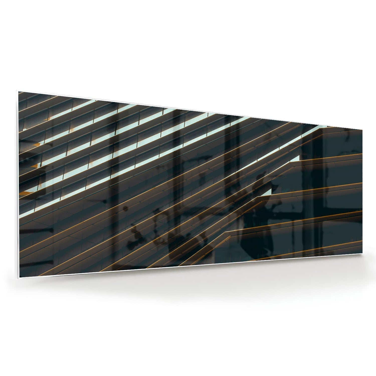 Modernes Glasbild mit schwarzen Linien und Licht – Glasbild aus Sicherheitsglas, Größe 60x60