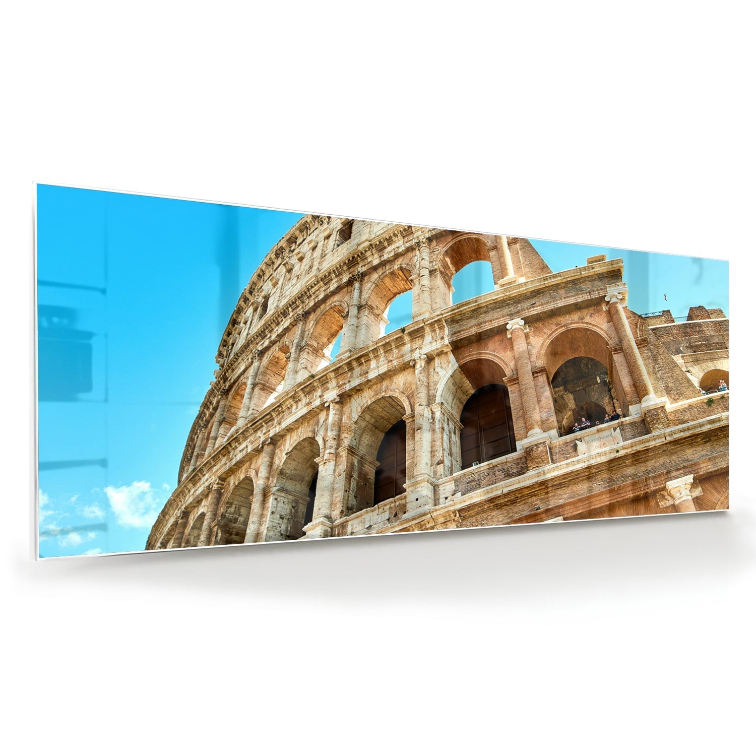 Glasbild mit dem Kolosseum in Rom – Glasbild aus Sicherheitsglas, Größe 60x60