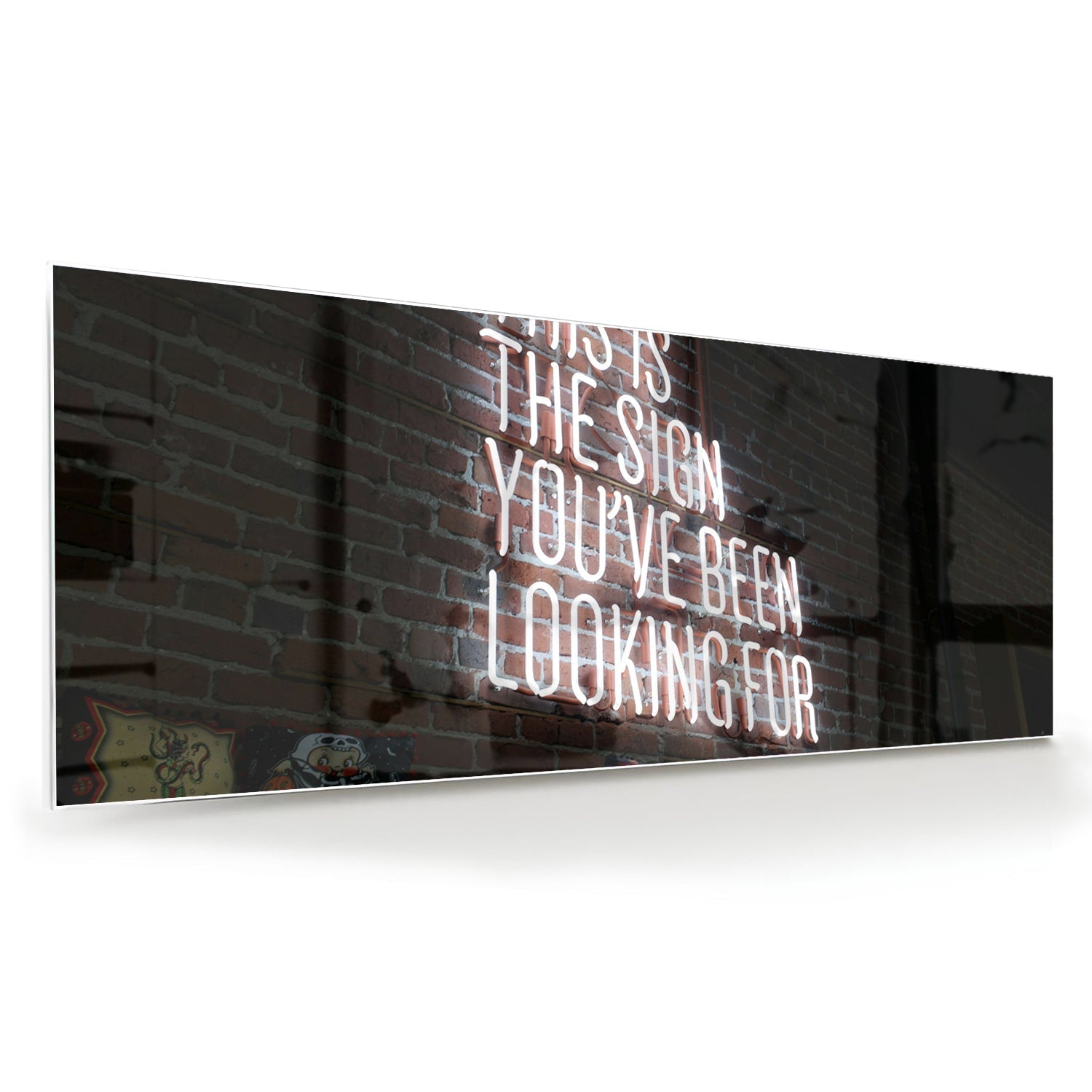 Inspirierendes Glasbild: 'This Is the Sign' – Glasbild aus Sicherheitsglas, Größe 60x60