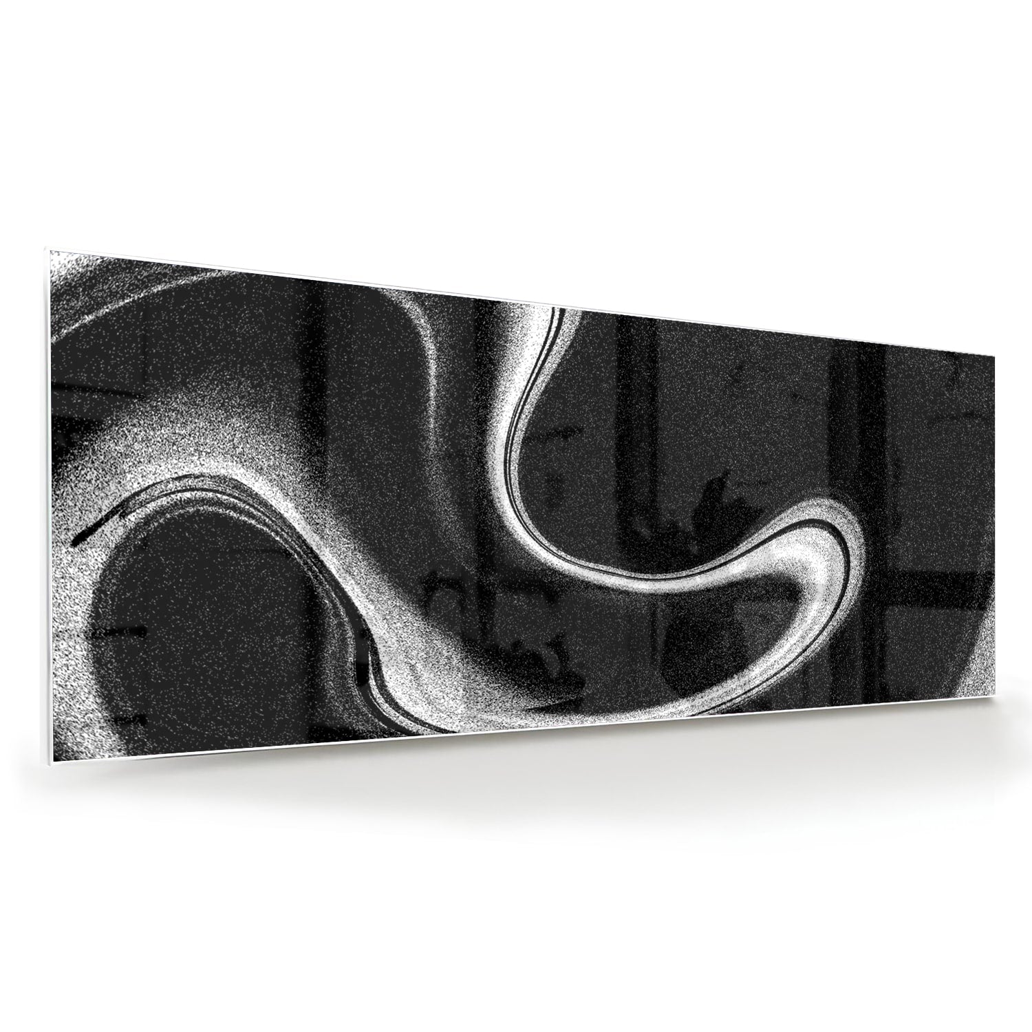 Schwarz-Weiß-Glasbild mit wellenförmigen Linien – Glasbild aus Sicherheitsglas, Größe 60x60