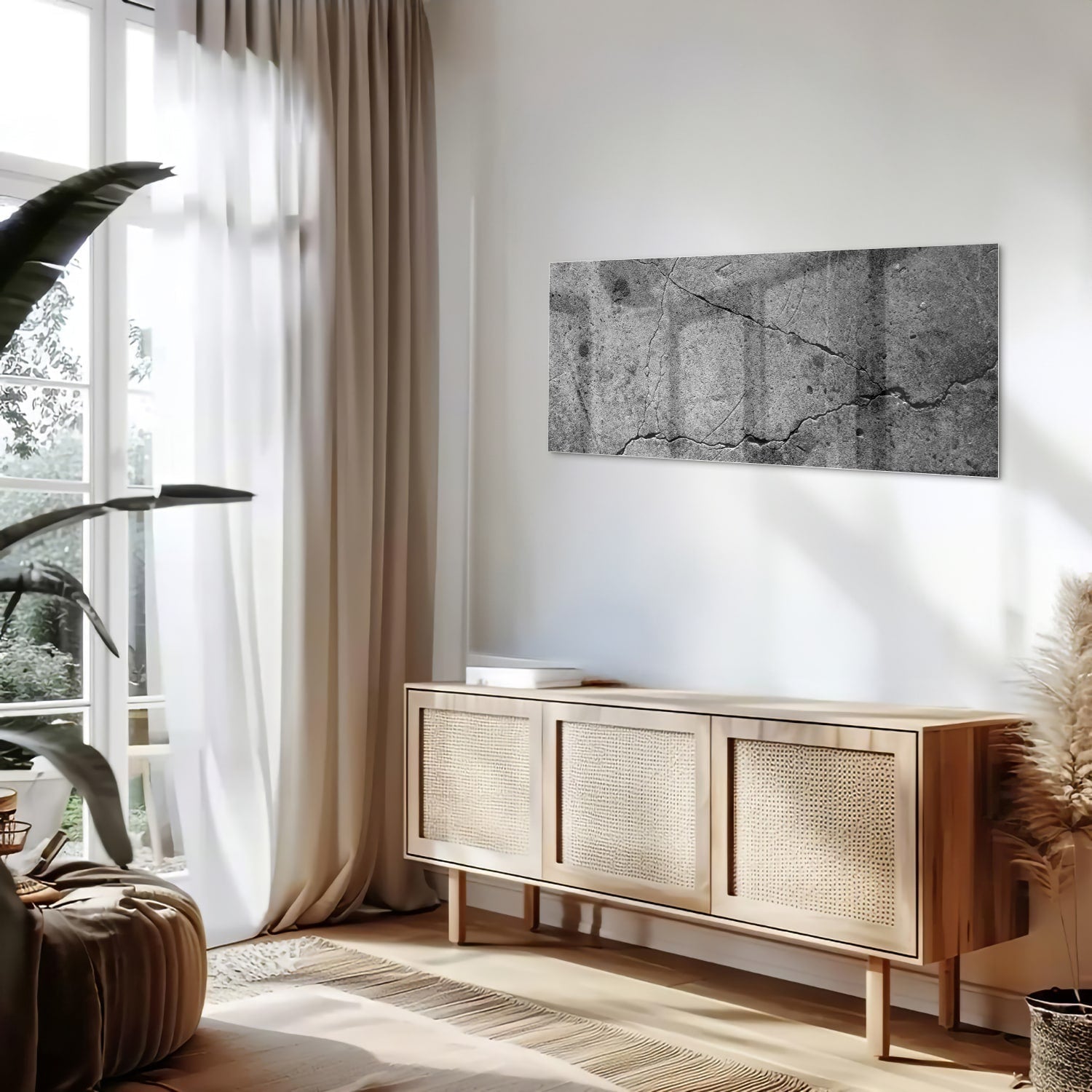 Elegantes Glasbild mit abstrakter Struktur – Glasbild aus Sicherheitsglas, Größe 60x60_rond