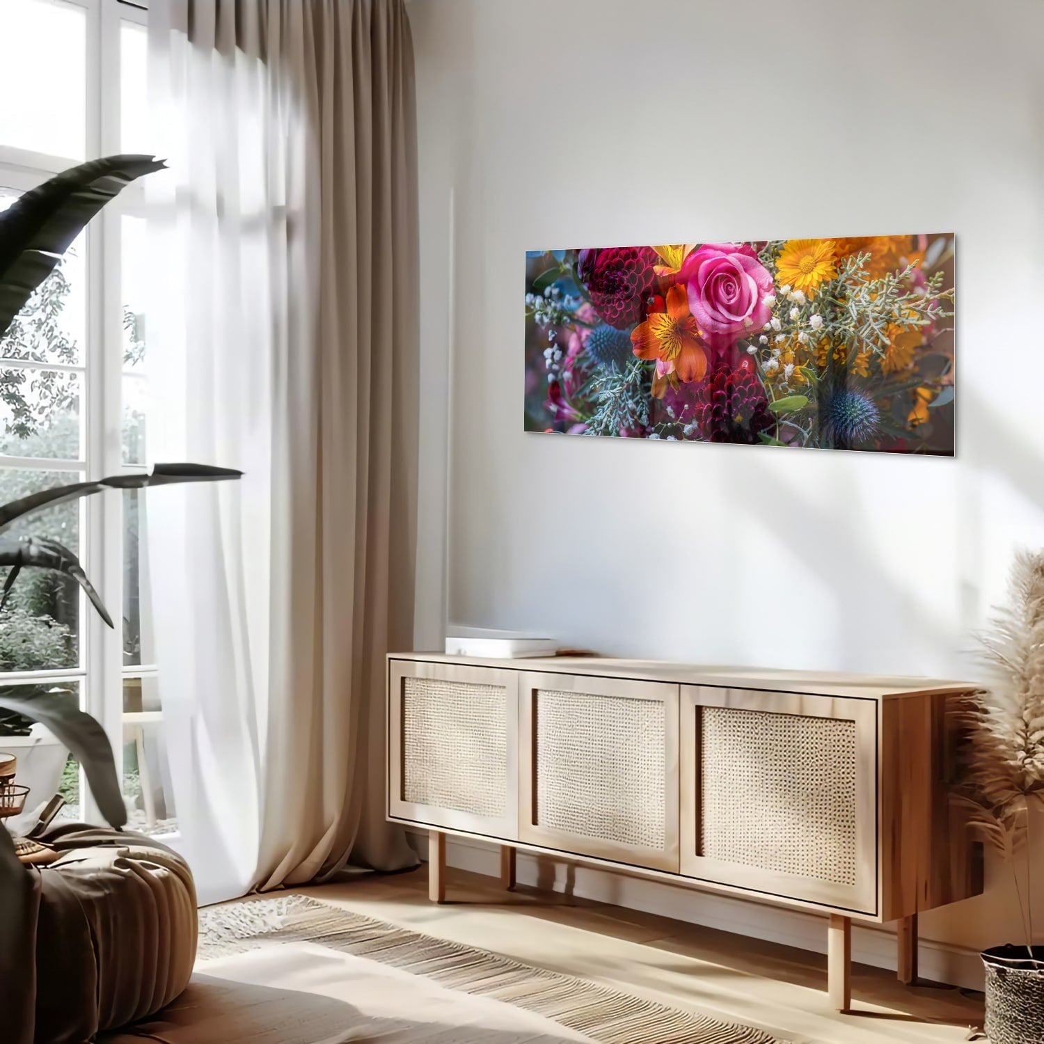 Glasbild – Bunte Blütenpracht – Glasbild aus Sicherheitsglas, Größe 60x60_rond