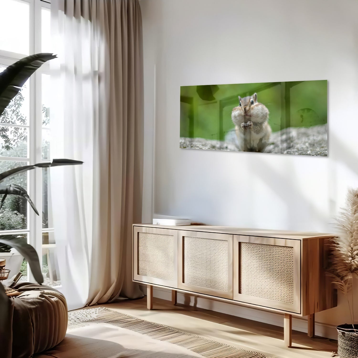 Niedliches Glasbild mit Eichhörnchen – Glasbild aus Sicherheitsglas, Größe 60x60_rond