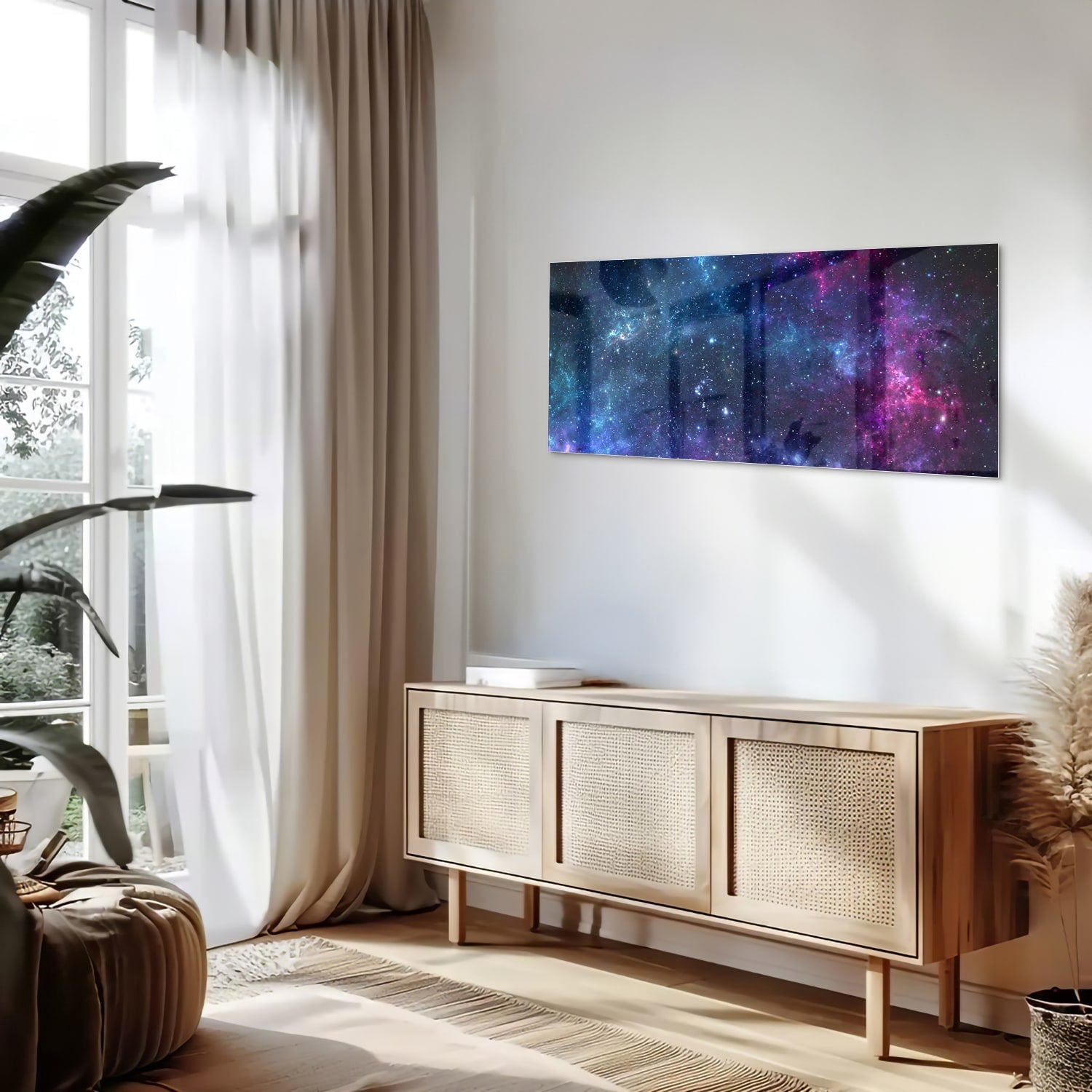 Magisches Glasbild mit dem Universum – Glasbild aus Sicherheitsglas, Größe 60x60_rond