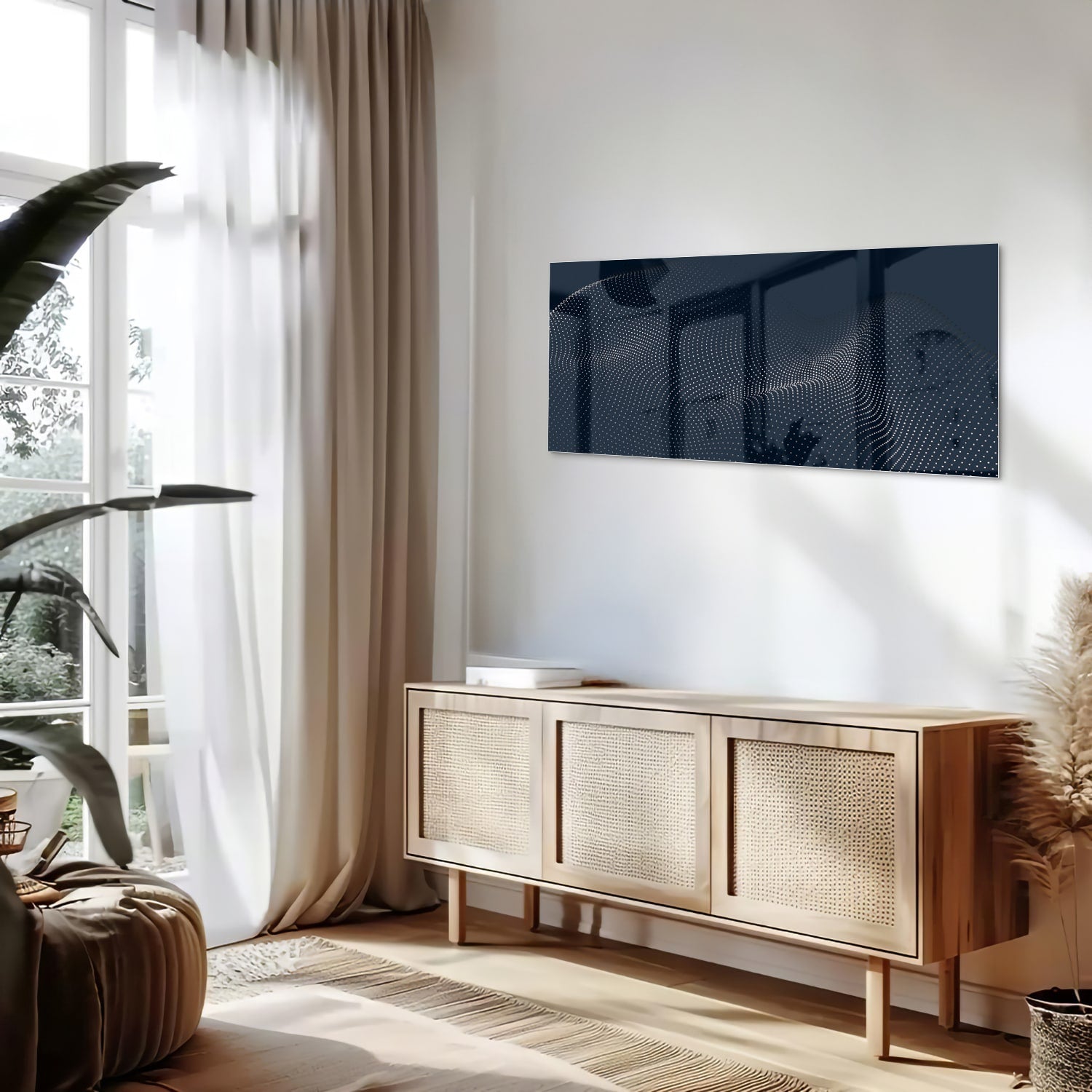 Modernes Glasbild in Tiefblau – Glasbild aus Sicherheitsglas, Größe 60x60_rond