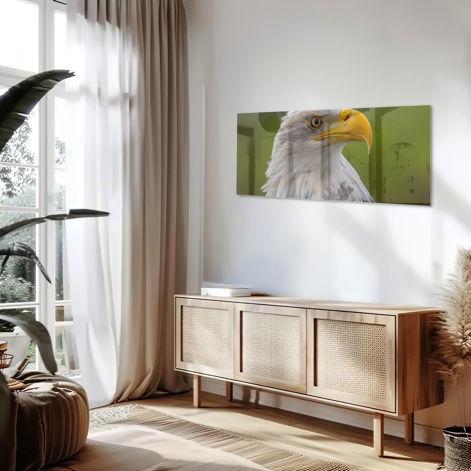 Glasbild mit majestätischem amerikanischen Weißkopfseeadler – Glasbild aus Sicherheitsglas, Größe 60x60_rond