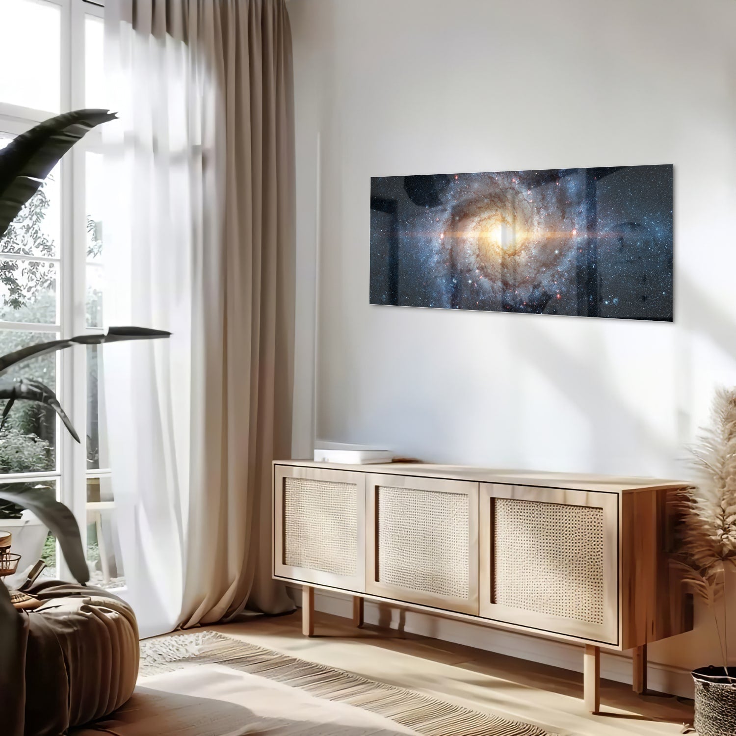 Glasbild mit einer zauberhaften Galaxie – Glasbild aus Sicherheitsglas, Größe 60x60_rond