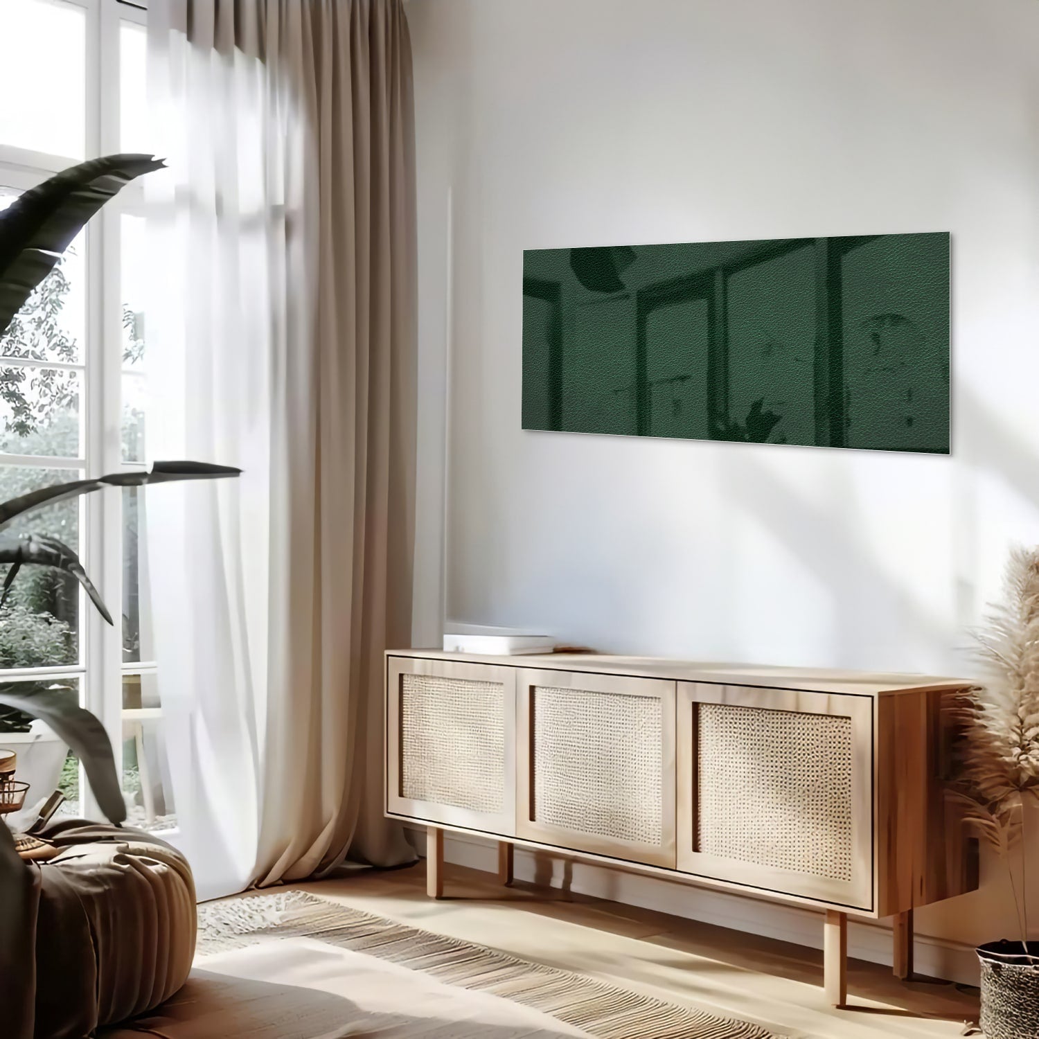 Minimalistisches grünes Glasbild für moderne Einrichtungen – Glasbild aus Sicherheitsglas, Größe 60x60_rond