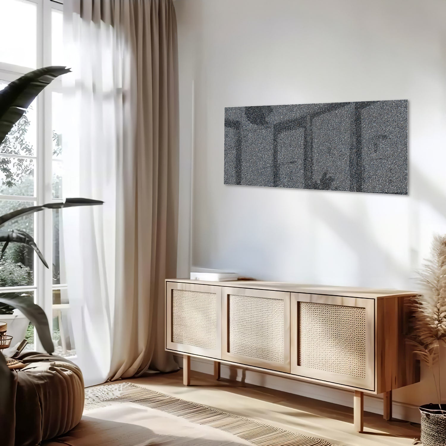 Minimalistisches Glasbild mit elegantem Design – Glasbild aus Sicherheitsglas, Größe 60x60_rond