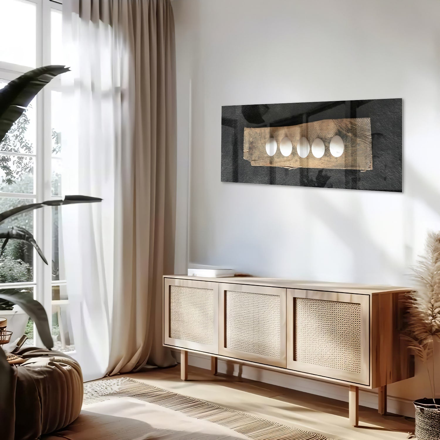 Elegantes Glasbild mit beleuchteten Akzenten – Glasbild aus Sicherheitsglas, Größe 60x60_rond