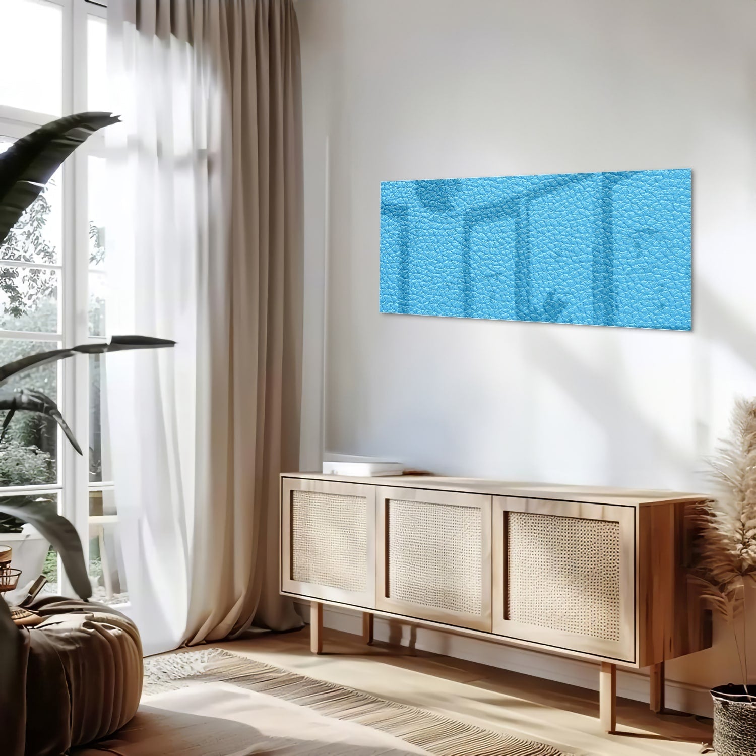 Modernes blaues Glasbild für ein stilvolles Interieur – Glasbild aus Sicherheitsglas, Größe 60x60_rond