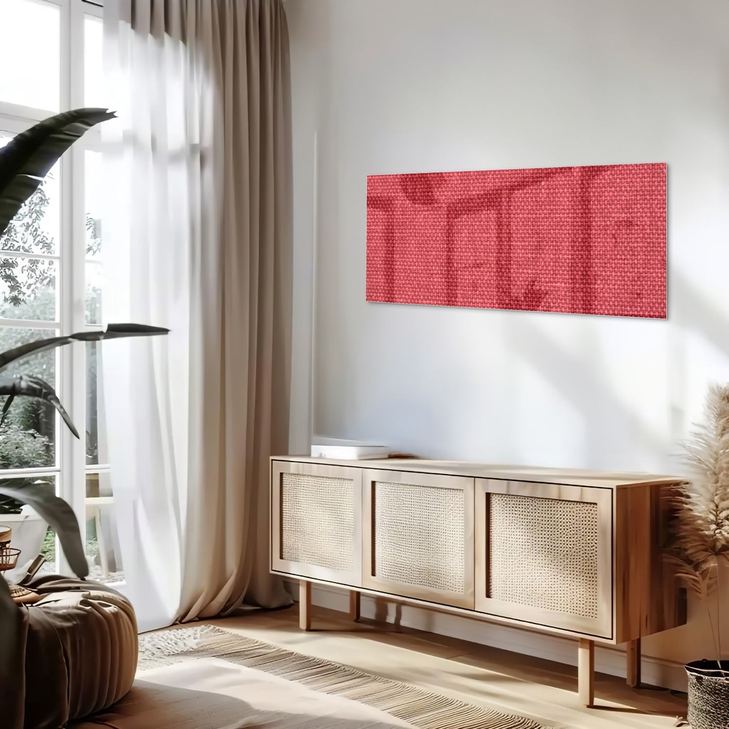 Modernes Glasbild in klarem Rot – Glasbild aus Sicherheitsglas, Größe 60x60_rond