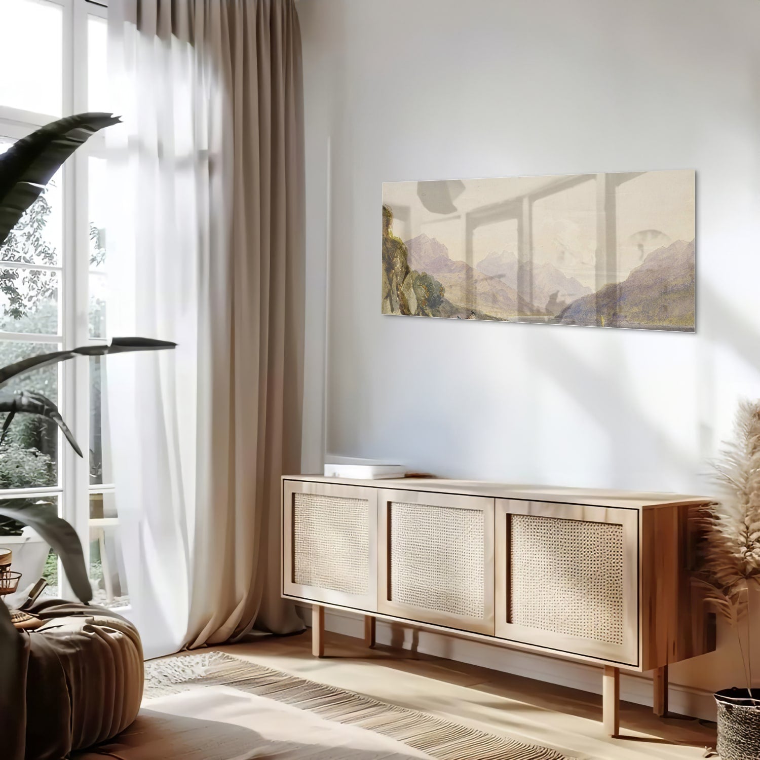 Atemberaubendes Glasbild mit Landschaft – Glasbild aus Sicherheitsglas, Größe 60x60_rond