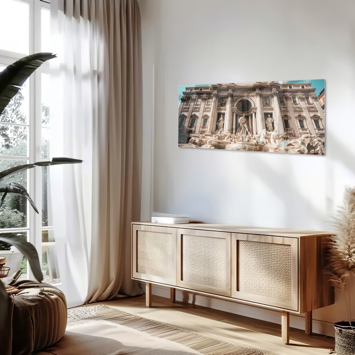 Glasbild mit dem Trevi-Brunnen in Rom – Glasbild aus Sicherheitsglas, Größe 60x60_rond