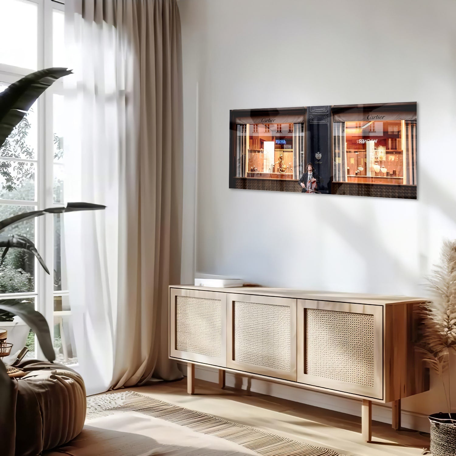 Luxuriöses Cartier-Glasbild für Ihr Interieur – Glasbild aus Sicherheitsglas, Größe 60x60_rond