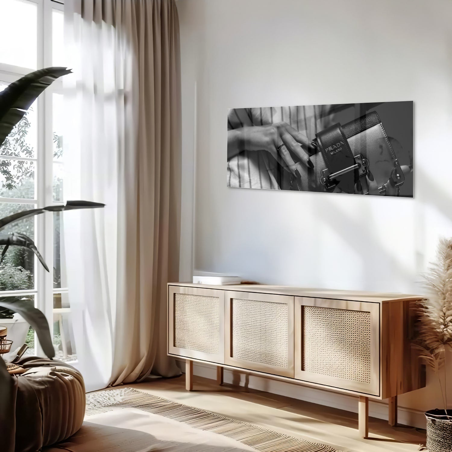 Elegantes Glasbild mit luxuriösen Accessoires – Glasbild aus Sicherheitsglas, Größe 60x60_rond