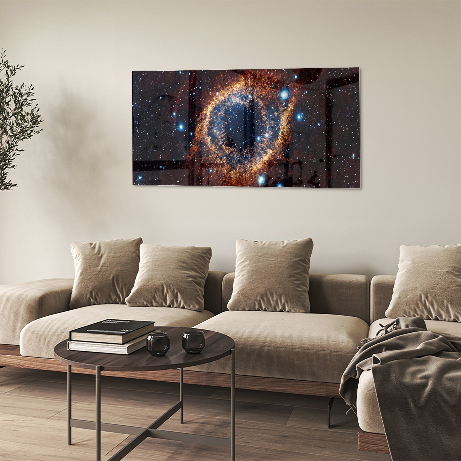 Kosmisches Glasbild mit Galaxie – Glasbild aus Sicherheitsglas, Größe 90x60