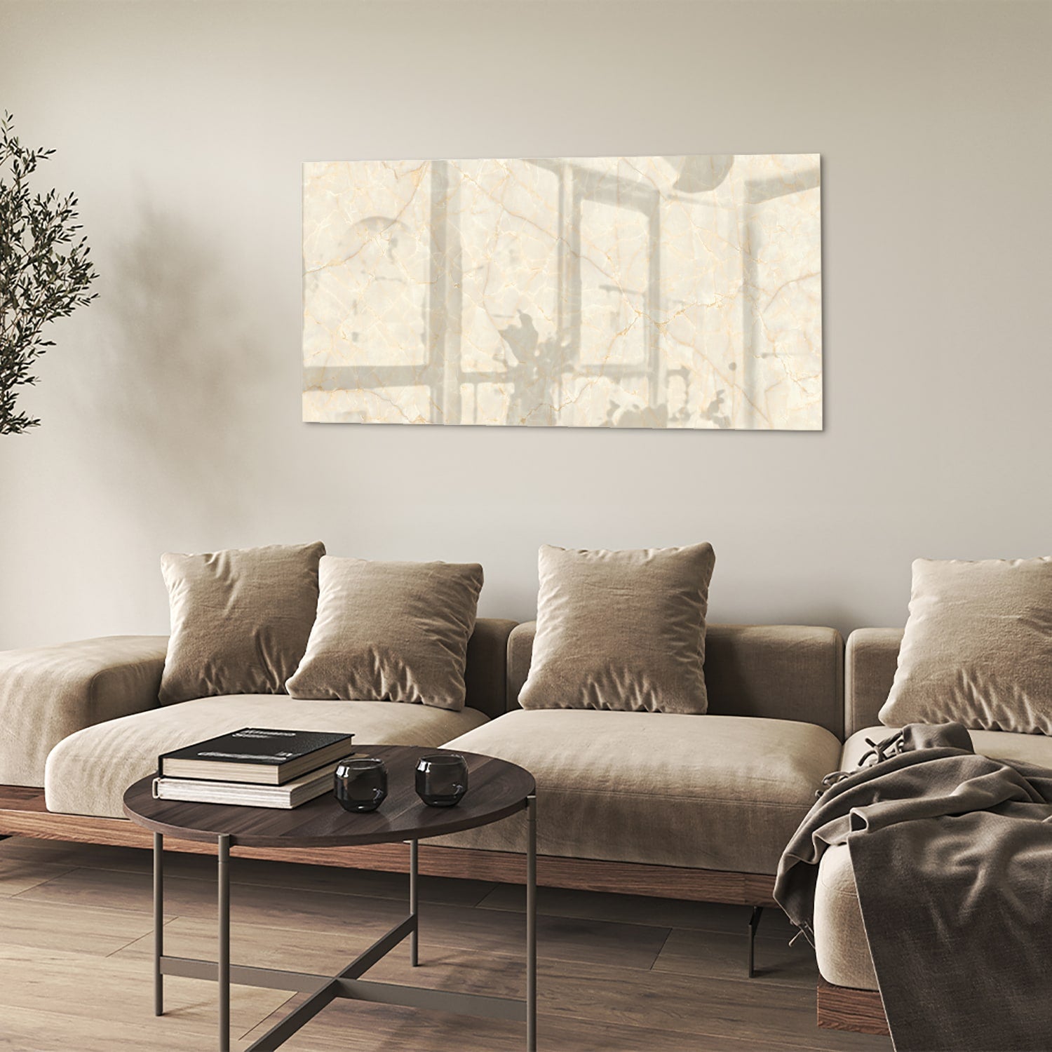 Elegantes Glasbild mit Marmormotiv – Glasbild aus Sicherheitsglas, Größe 90x60