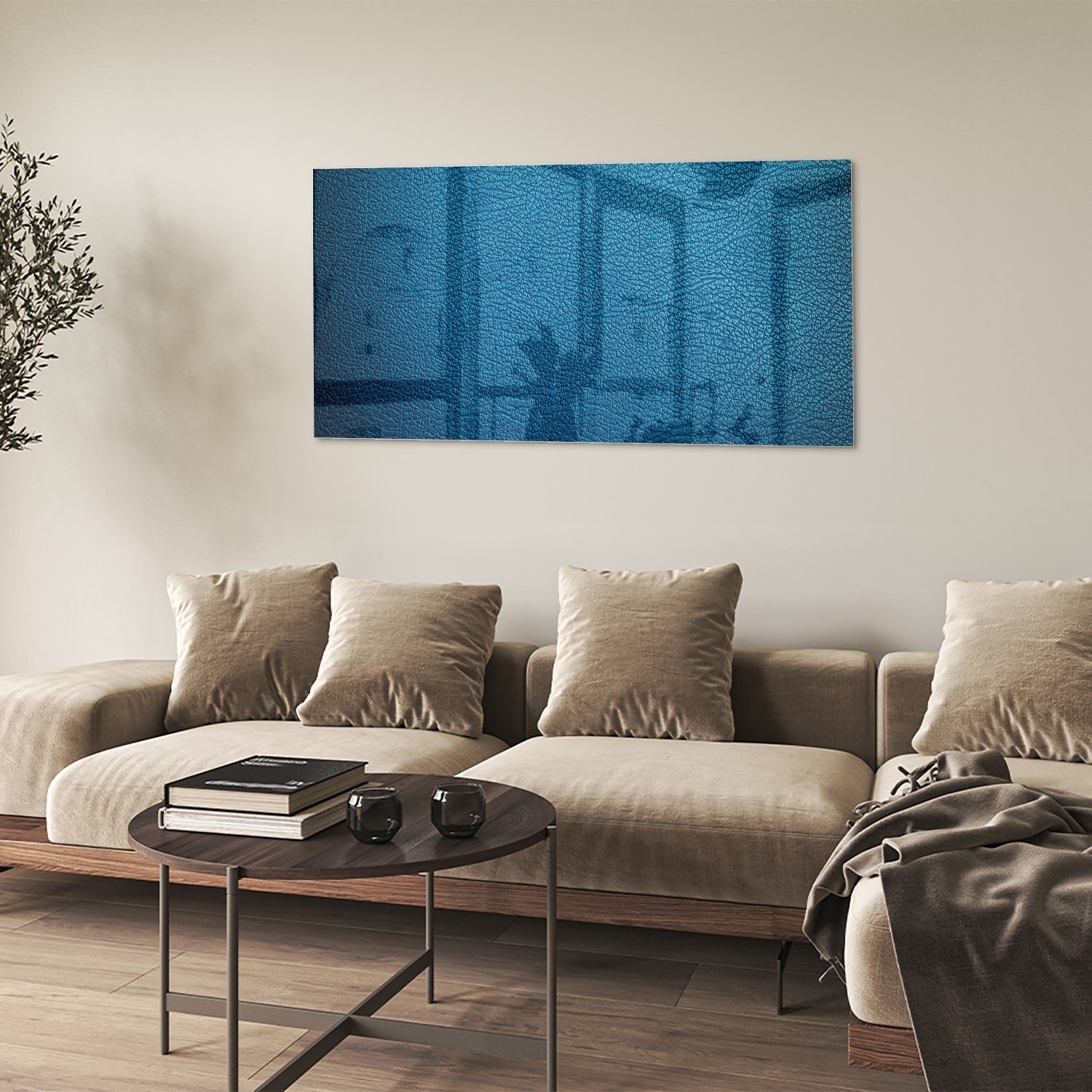Blaues Glasbild mit Reflexionseffekt – Glasbild aus Sicherheitsglas, Größe 90x60
