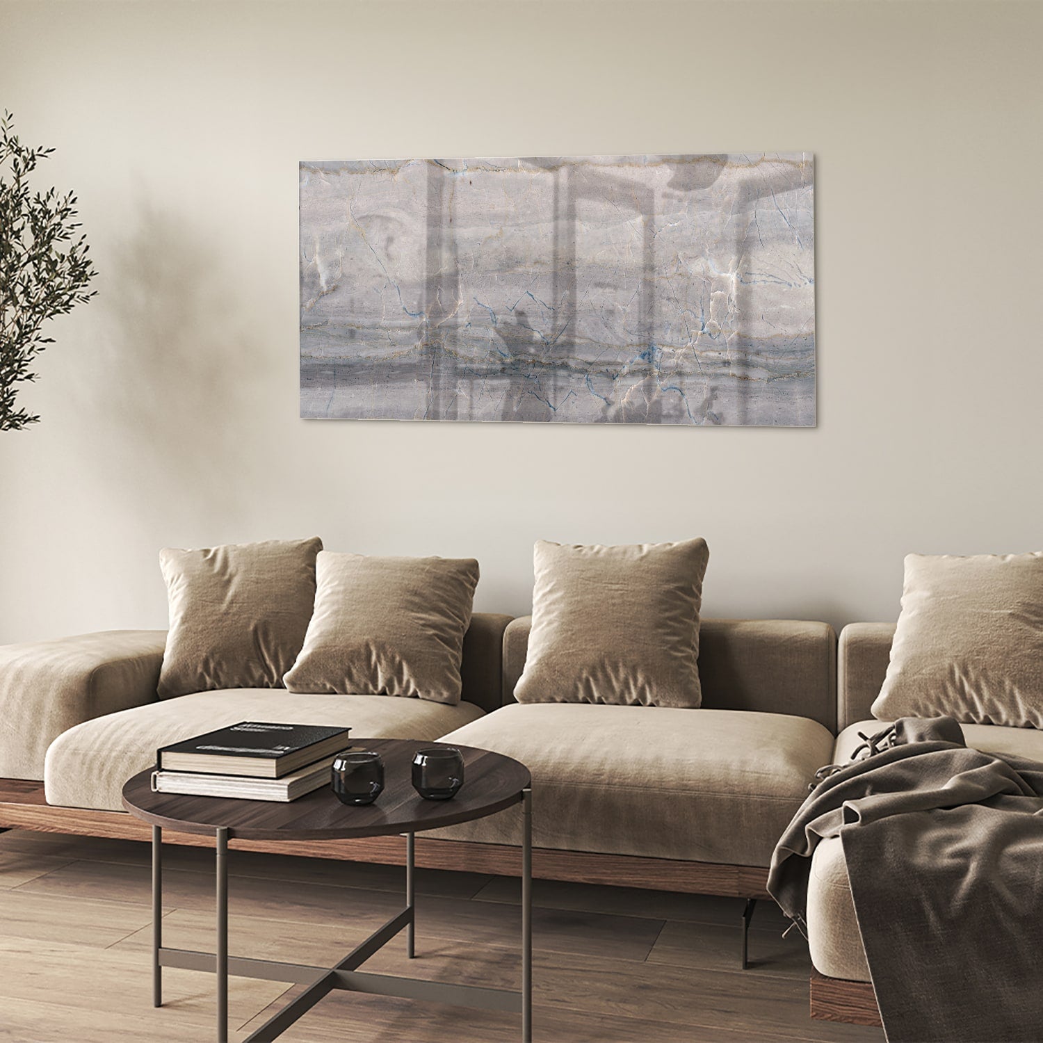 Elegantes Glasbild mit Erdtönen – Glasbild aus Sicherheitsglas, Größe 90x60