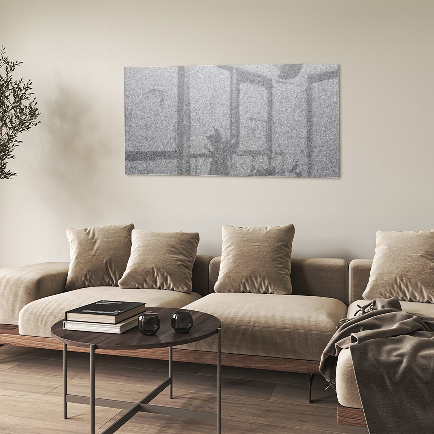 Minimalistisches Glasbild mit dezenten Reflexionen – Glasbild aus Sicherheitsglas, Größe 90x60