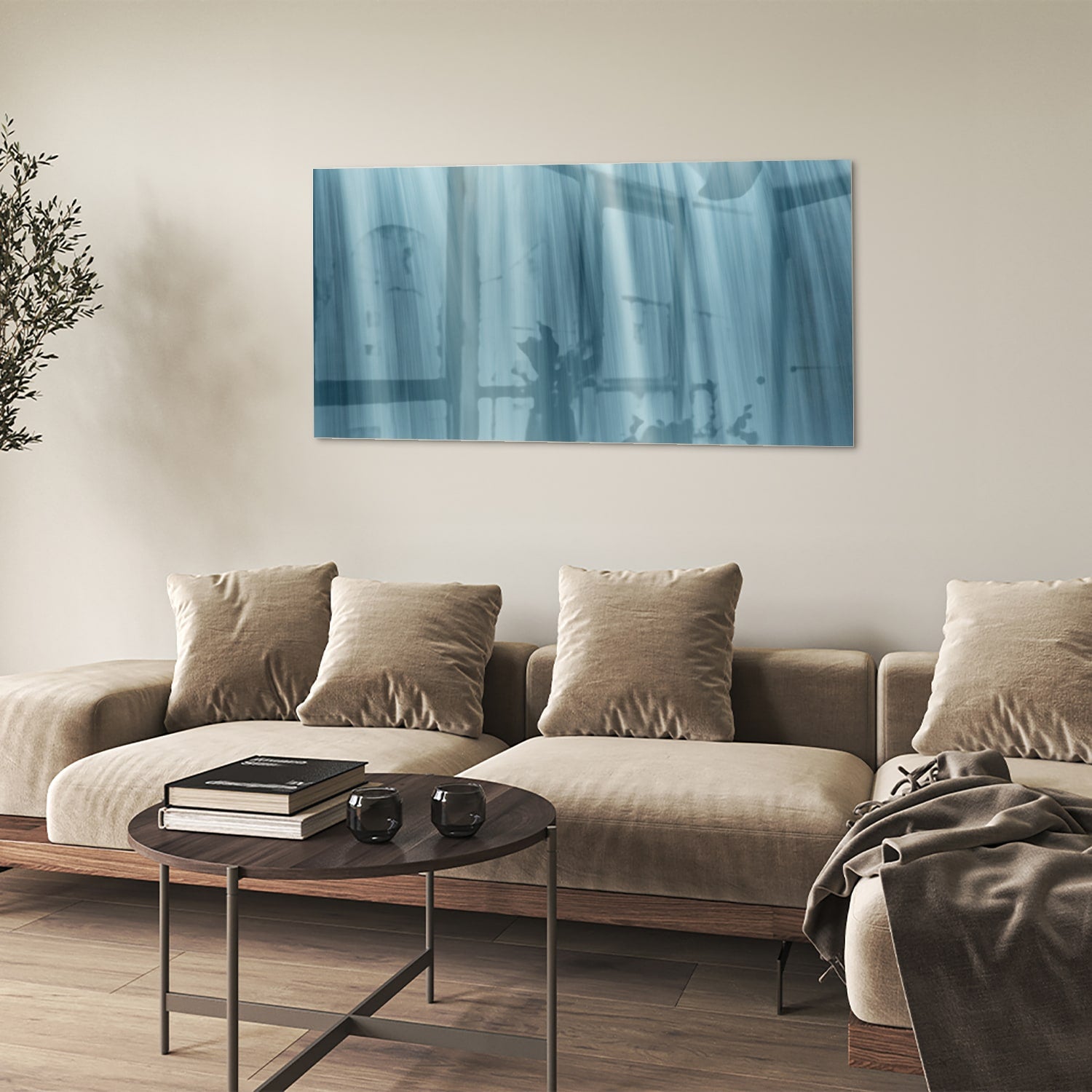 Beruhigendes Glasbild mit Wasserfällen – Glasbild aus Sicherheitsglas, Größe 90x60