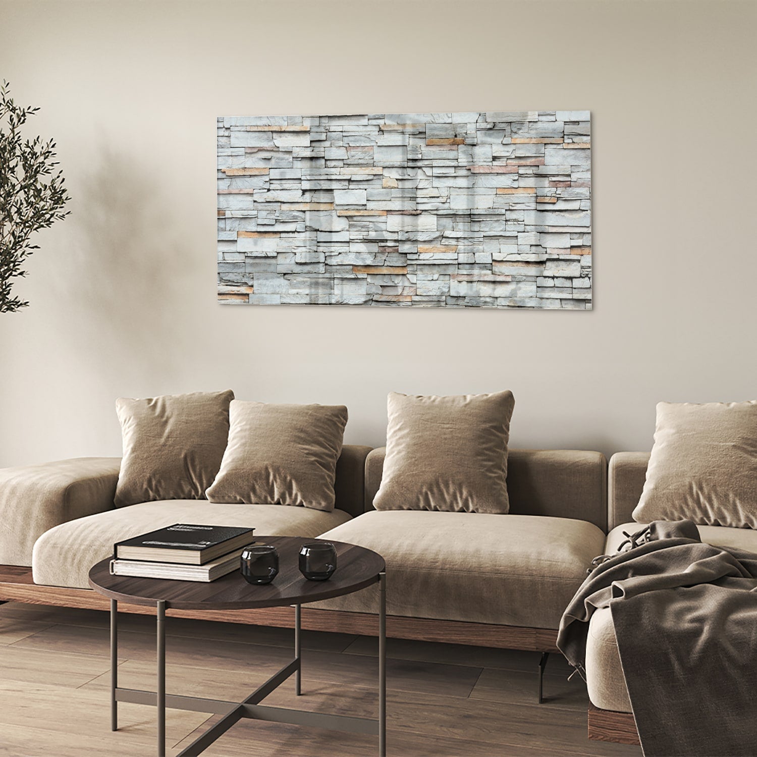 Modernes Glasbild mit Textur in Grau – Glasbild aus Sicherheitsglas, Größe 90x60