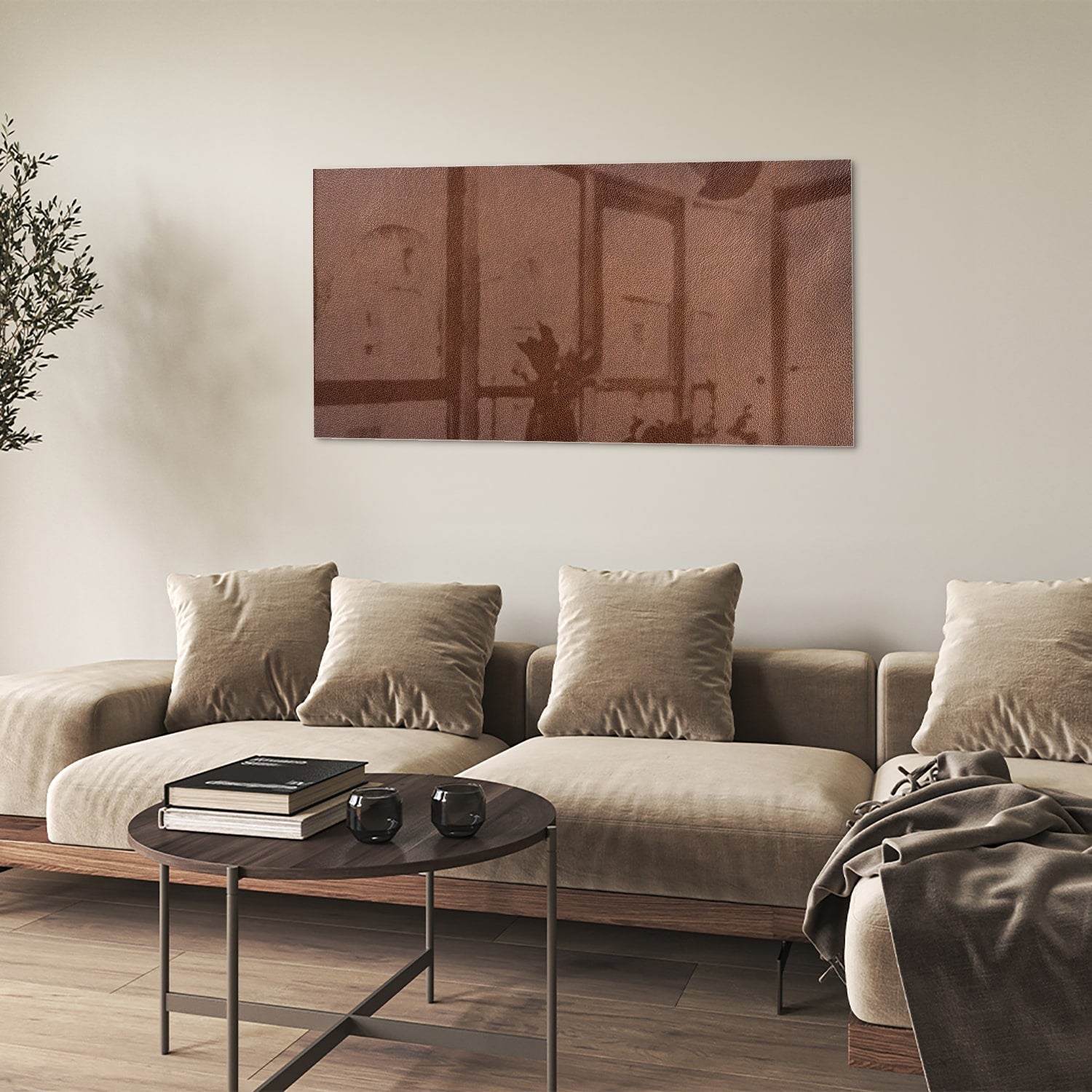 Elegantes Glasbild in Erdtönen – Glasbild aus Sicherheitsglas, Größe 90x60