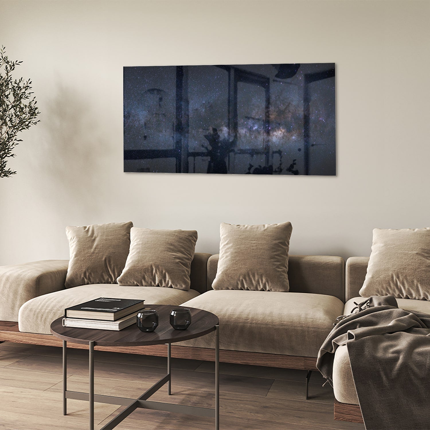 Glasbild mit einem bezaubernden Sternenhimmel – Glasbild aus Sicherheitsglas, Größe 90x60