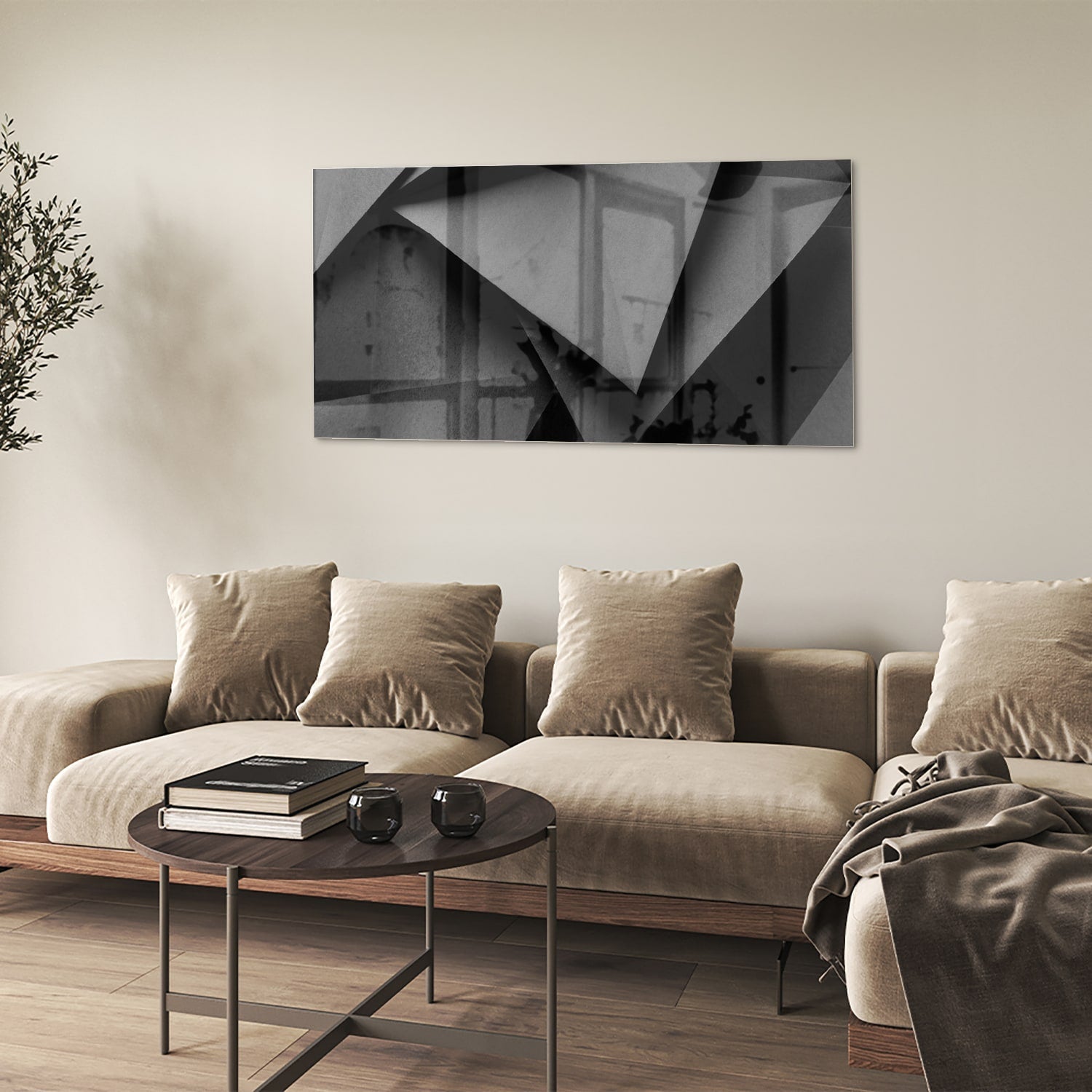 Modernes Glasbild mit geometrischem Motiv – Glasbild aus Sicherheitsglas, Größe 90x60