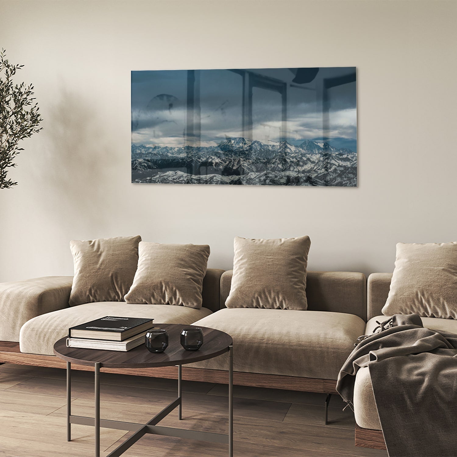Glasbild mit majestätischer Berglandschaft – Glasbild aus Sicherheitsglas, Größe 90x60
