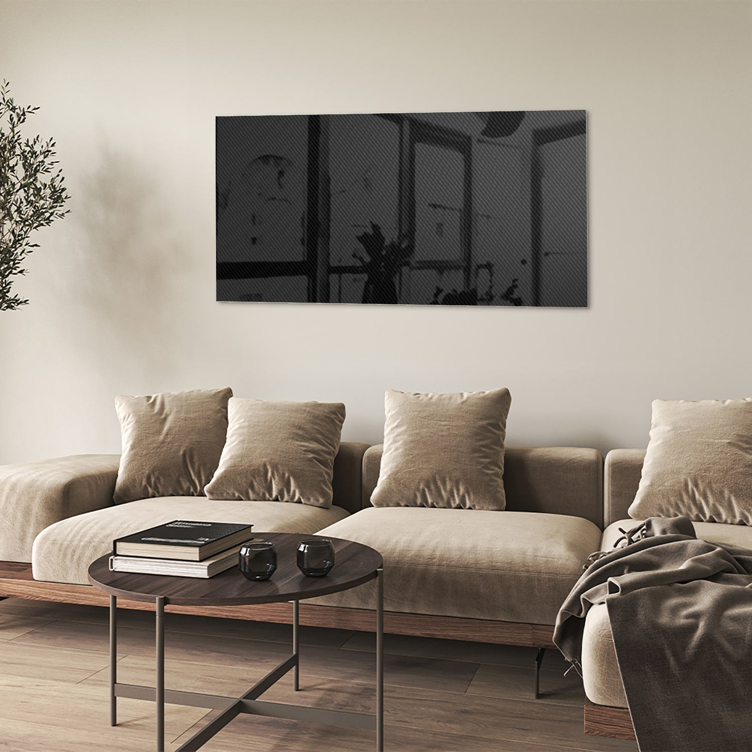 Stilvolles schwarzes Glasbild für moderne Innenräume – Glasbild aus Sicherheitsglas, Größe 90x60