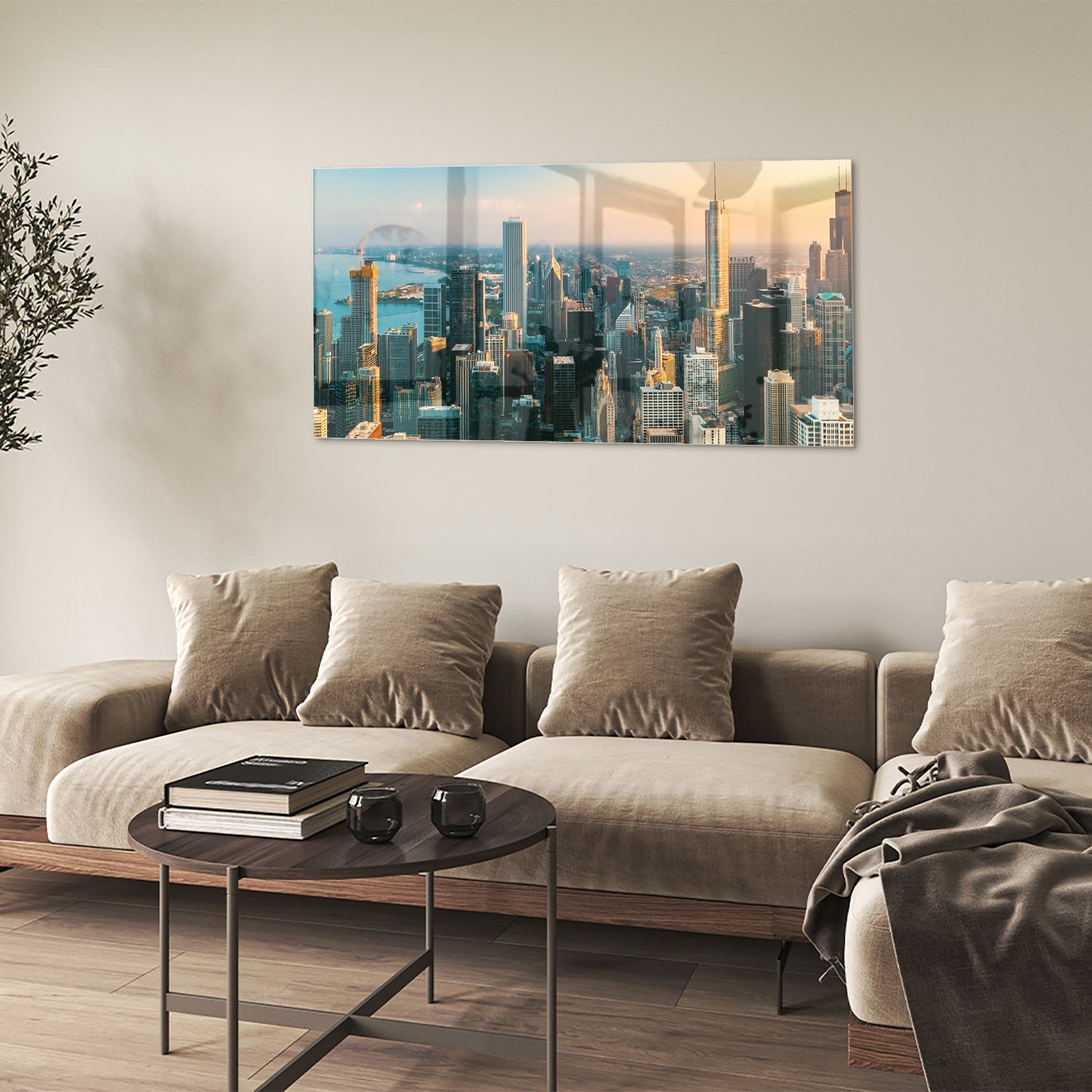 Stadtblick – Glasbild für moderne Innenräume – Glasbild aus Sicherheitsglas, Größe 90x60
