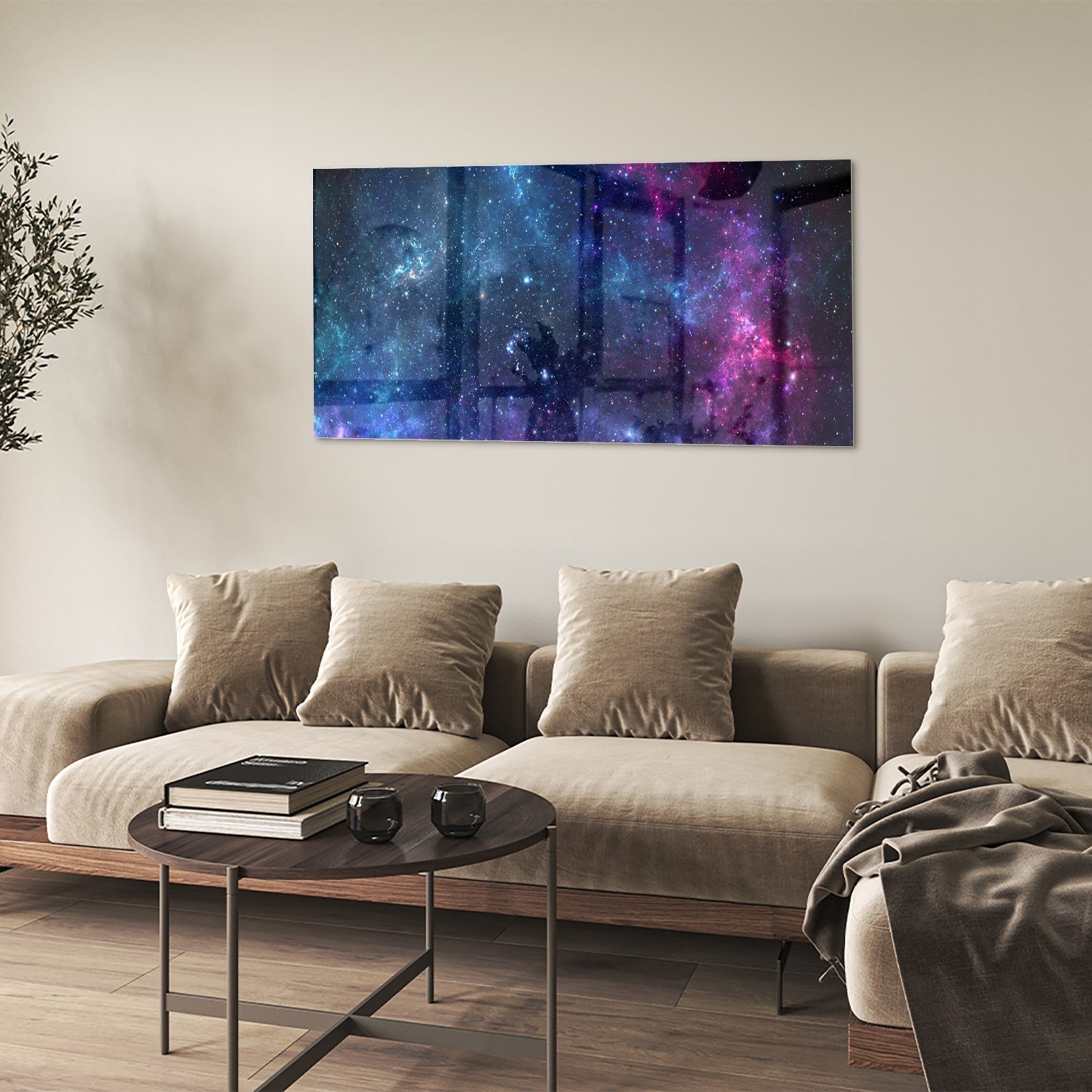 Magisches Glasbild mit dem Universum – Glasbild aus Sicherheitsglas, Größe 90x60